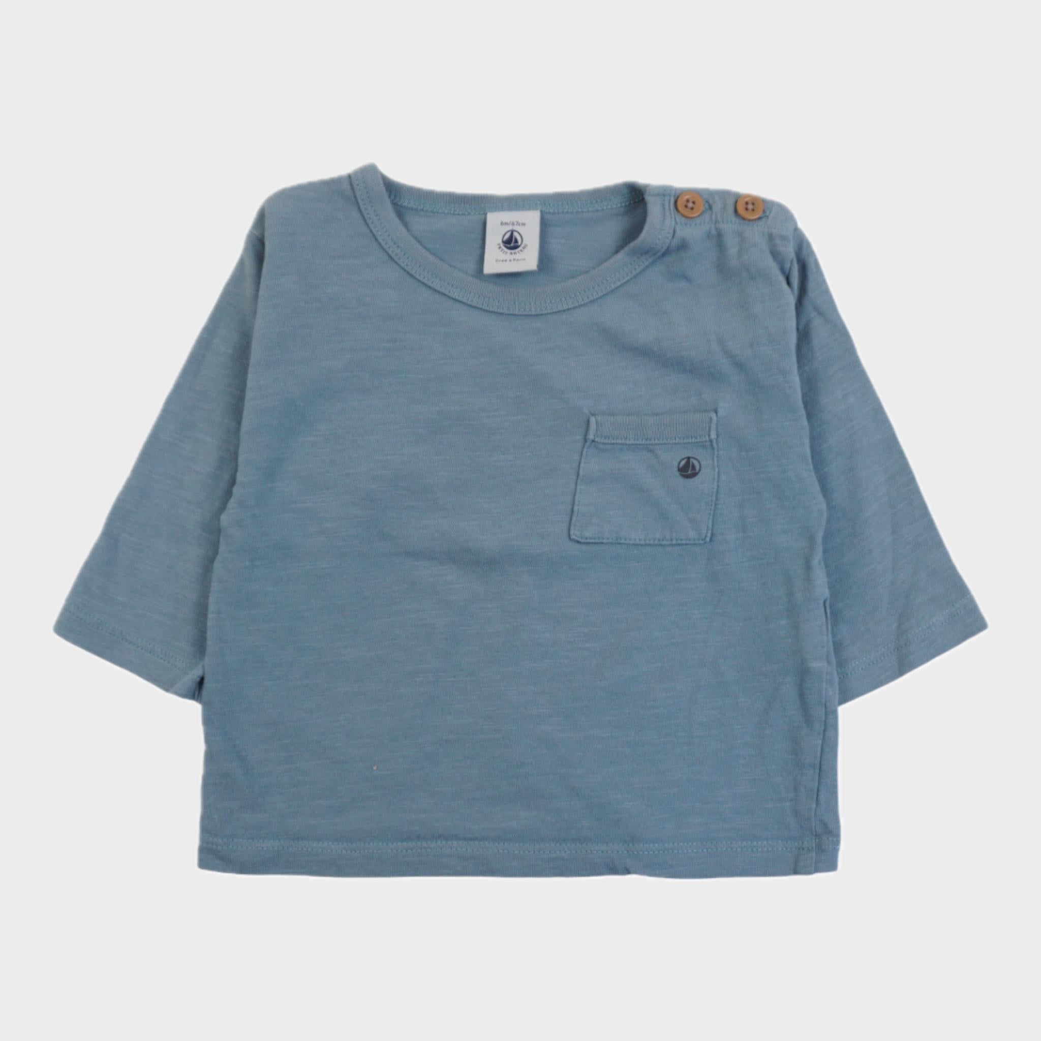 T-shirt Bleu Gris - 6 mois