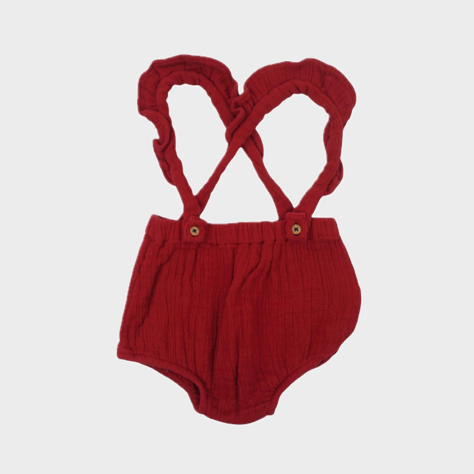 Bloomer à bretelles Rouge - 12 mois