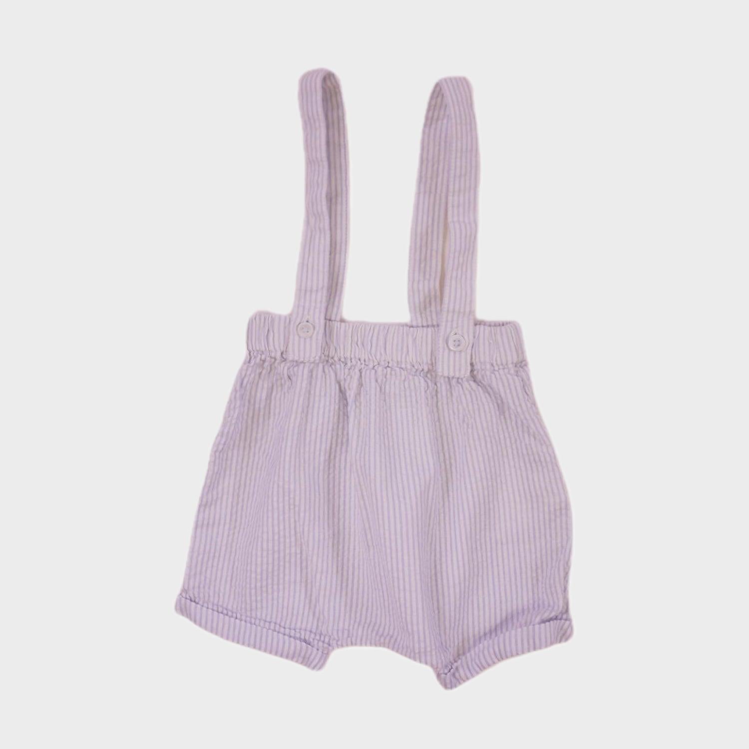 Short à bretelles Bleu - 1 mois