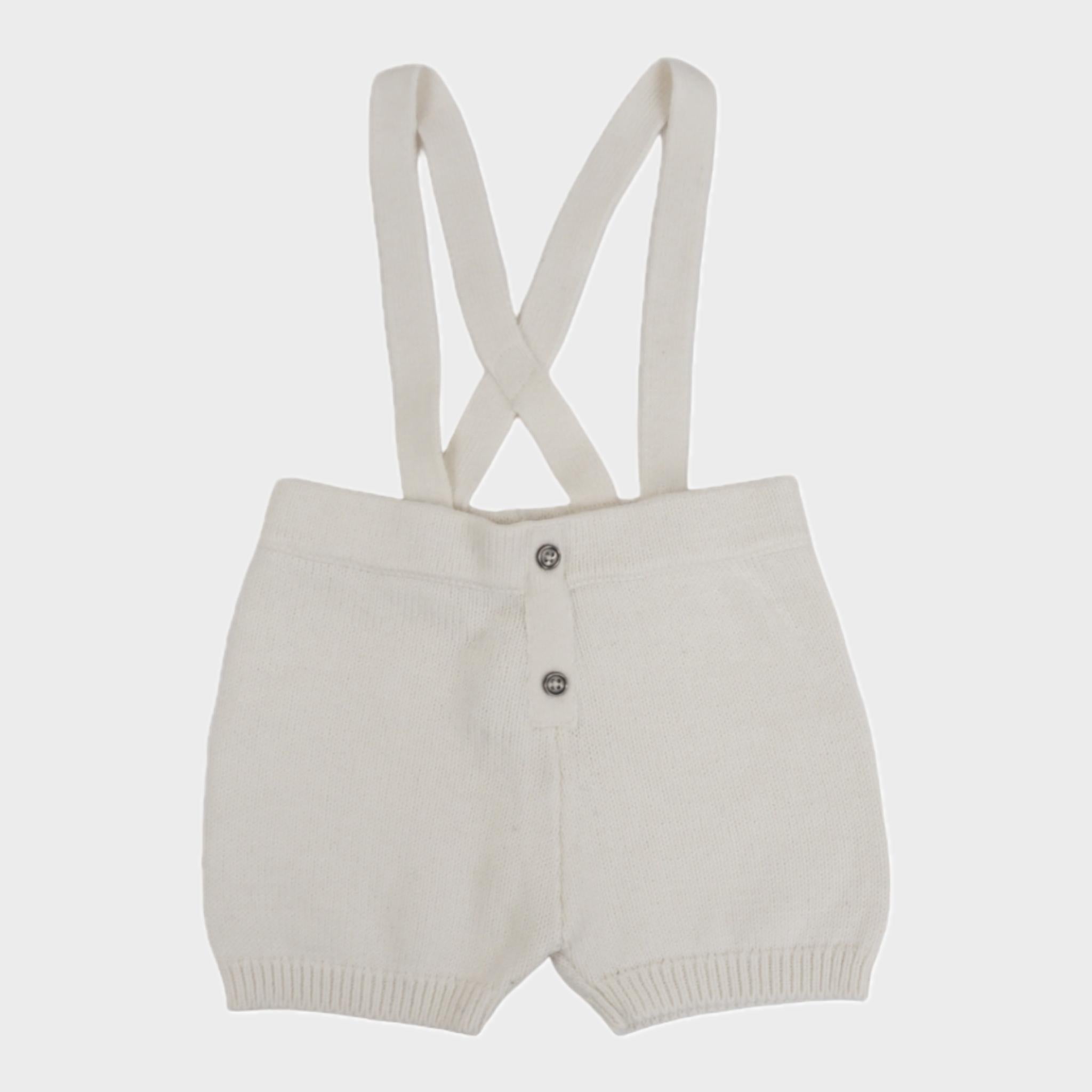 Short à bretelles Ecru - 12 mois