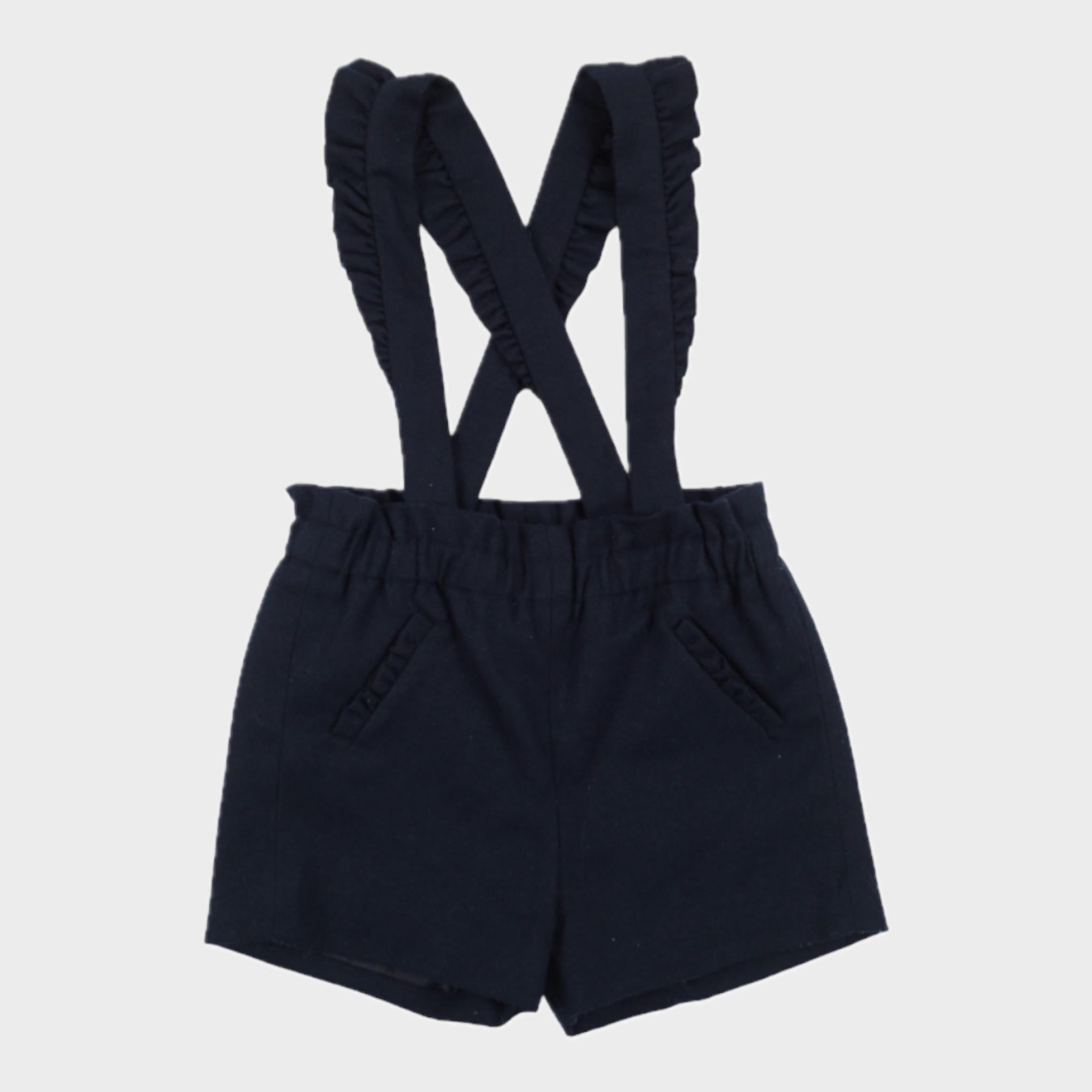 Short à bretelles Bleu - 6 mois