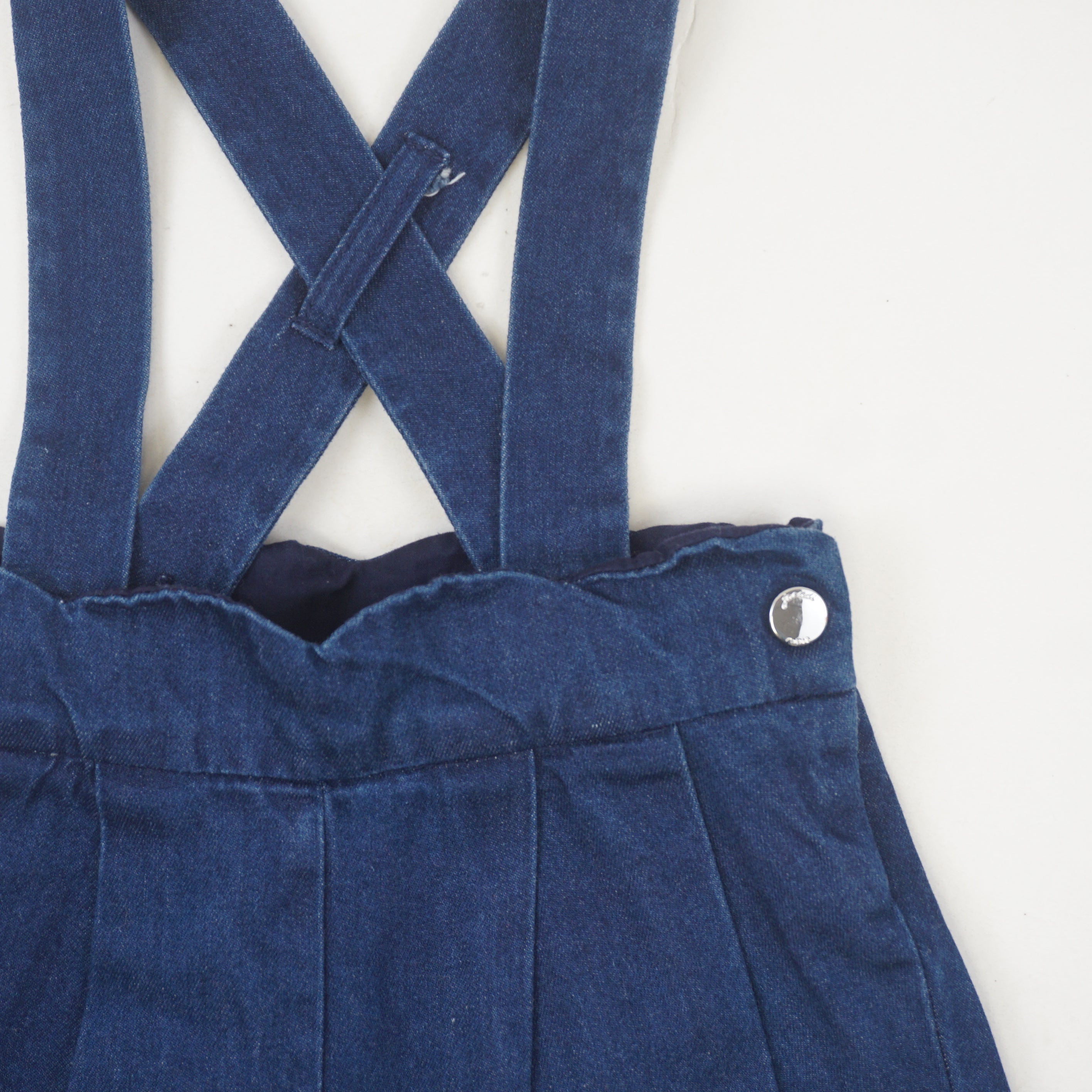 Short Bleu à bretelles - 6 mois