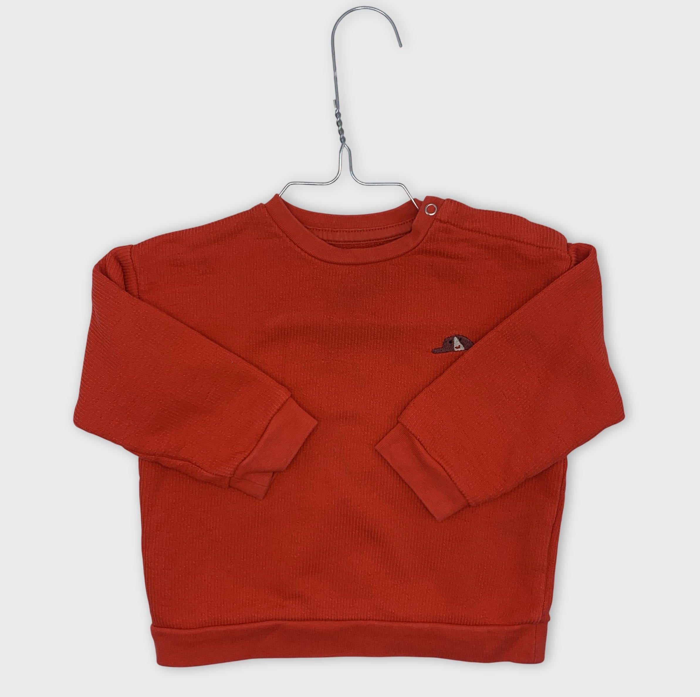 0-Pull P'tit Filou, 9 mois, orange avec motif 🐻