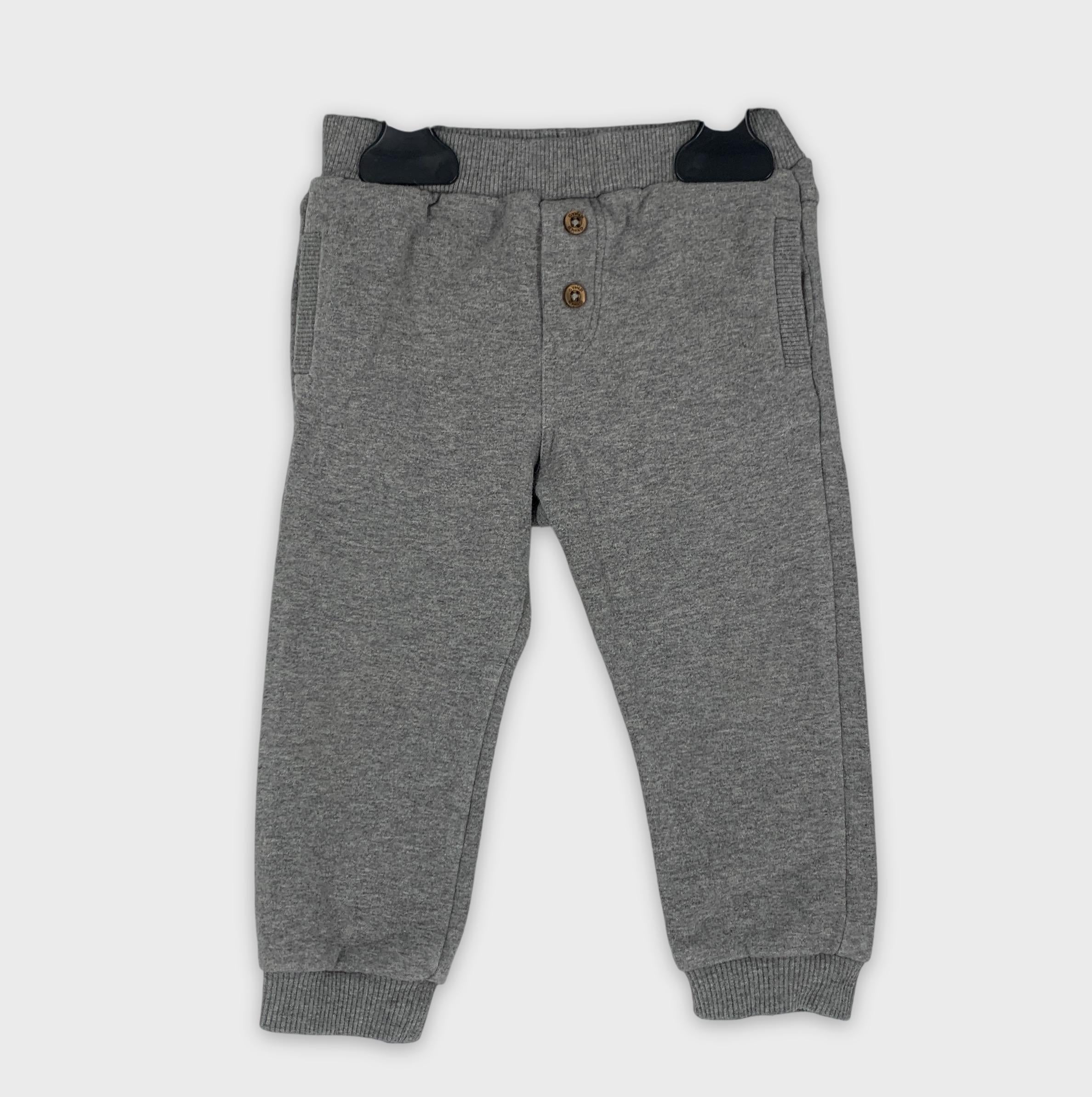 0-Pantalon de jogging GYMP gris chiné avec boutons décoratifs 🧸
