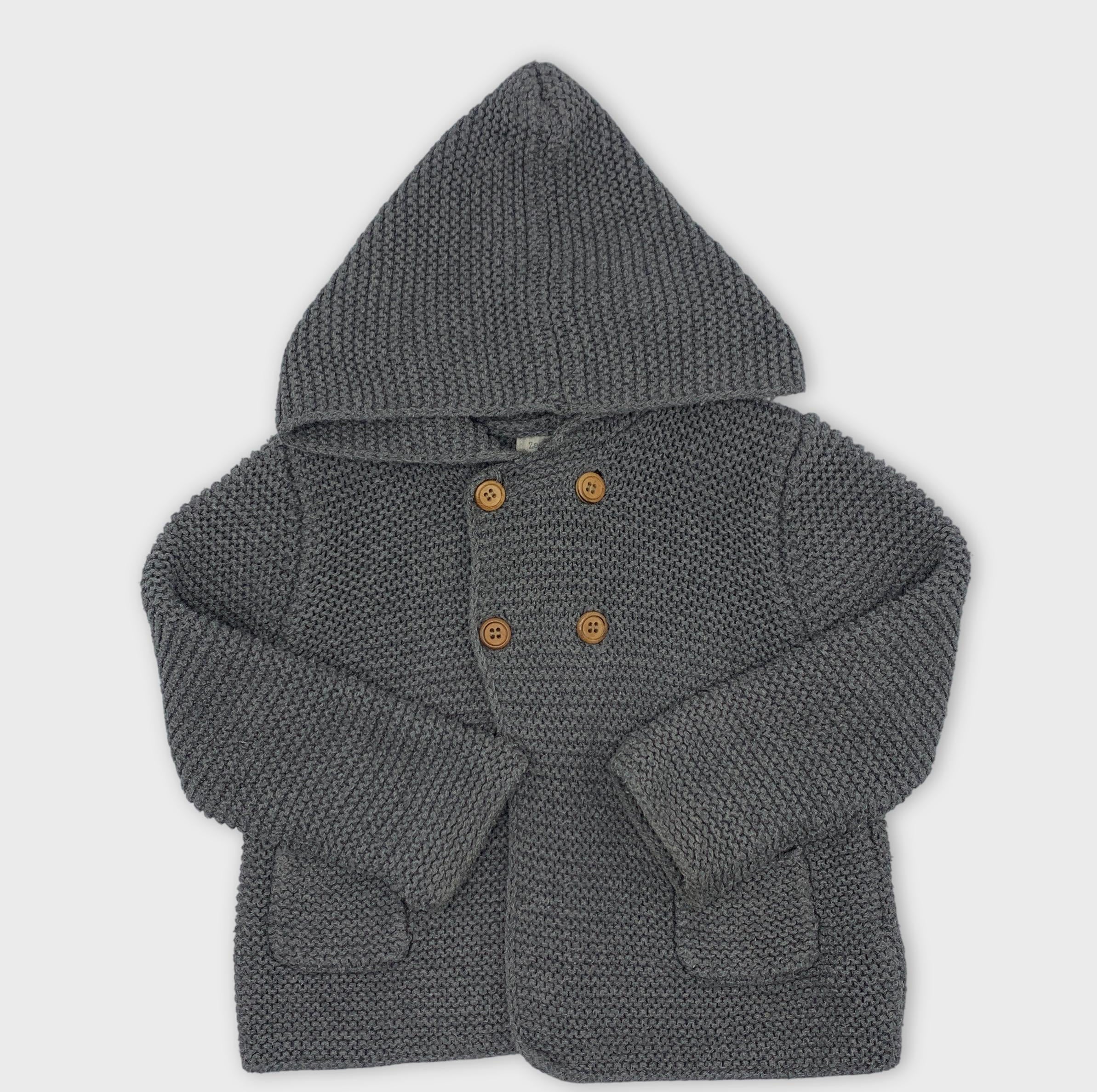 0-Zara Mini 🧸 Cardigan à capuche en tricot