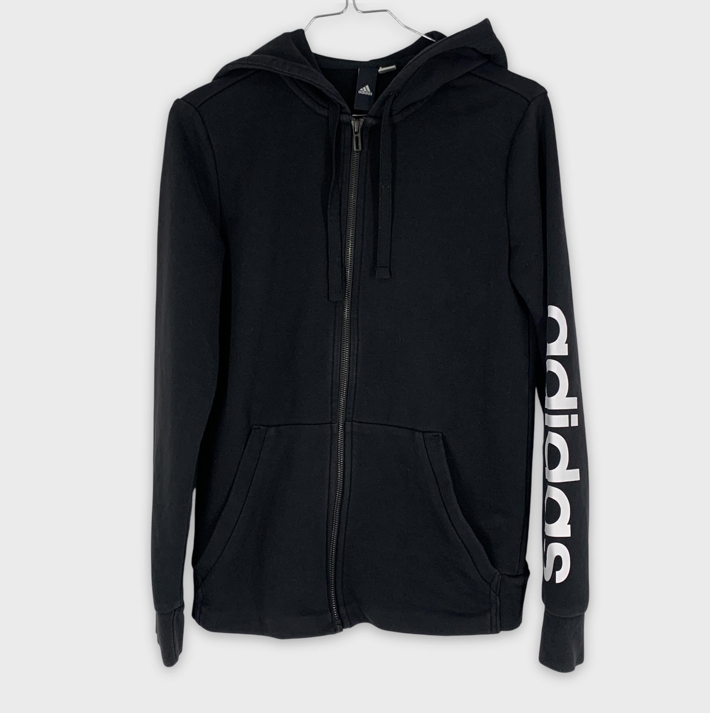 0-Sweat à capuche zippé Adidas noir avec logo sur la manche 🖤
