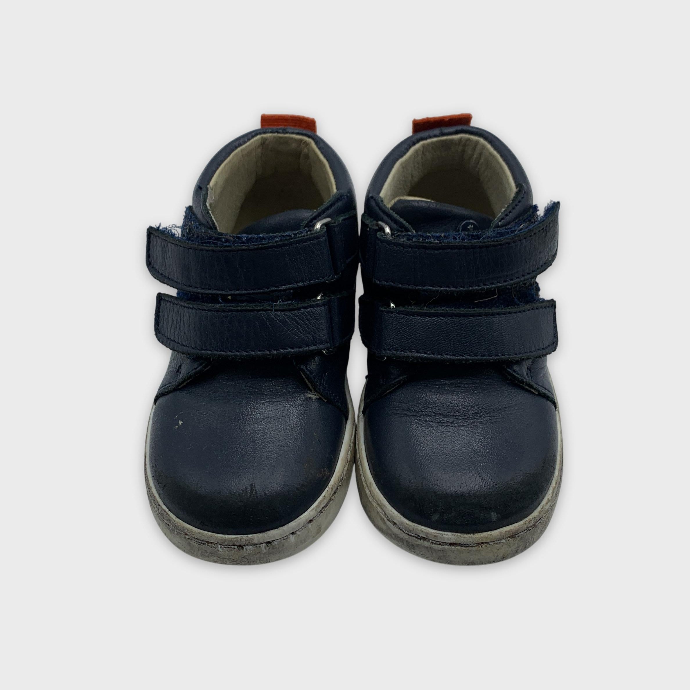 0-Chaussures enfant en cuir bleu marine à scratchs 💙