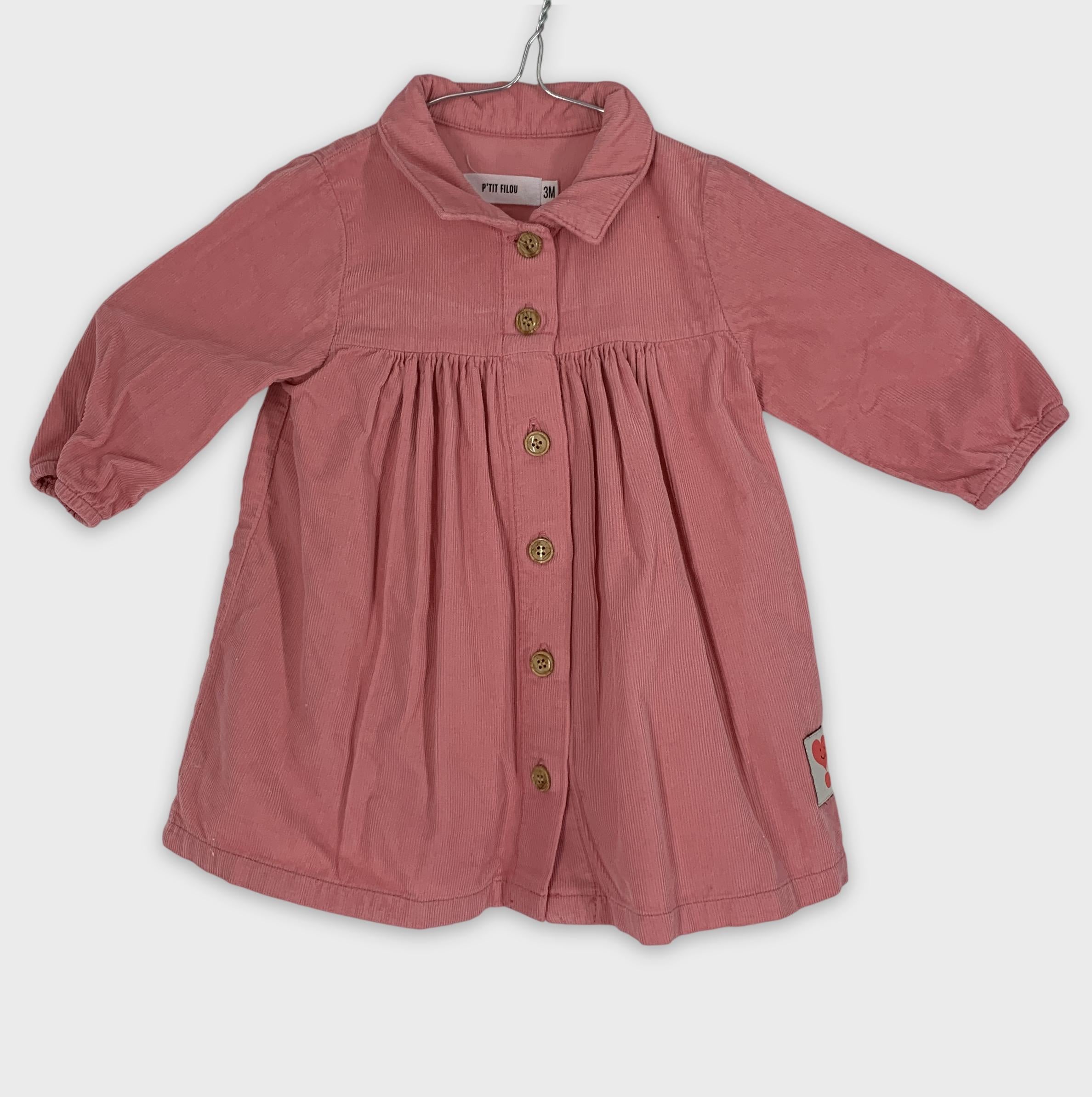 0-P'tit Filou, Robe velours rose 3M