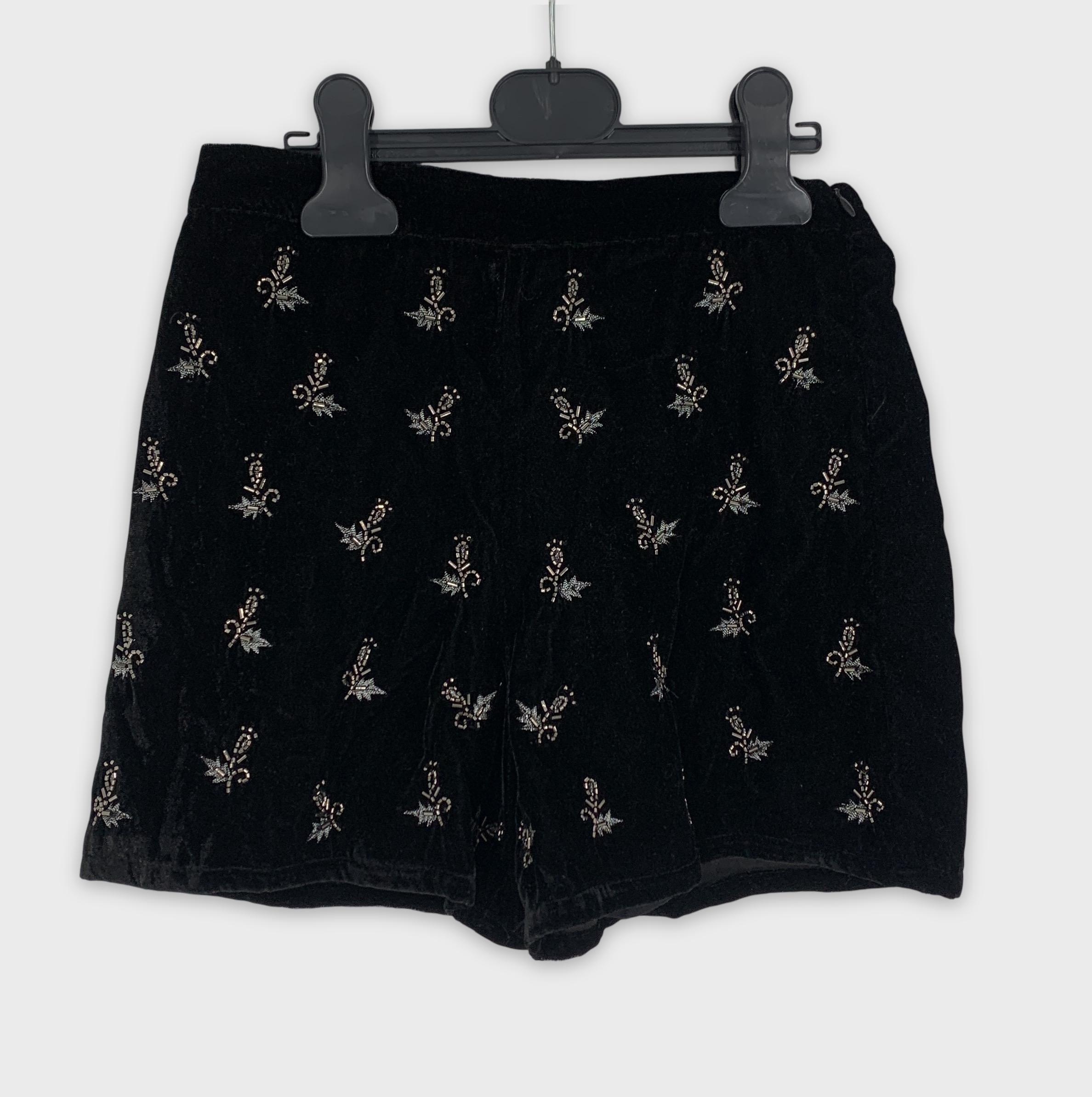 0-Zara Kids Short en velours noir brodé ✨