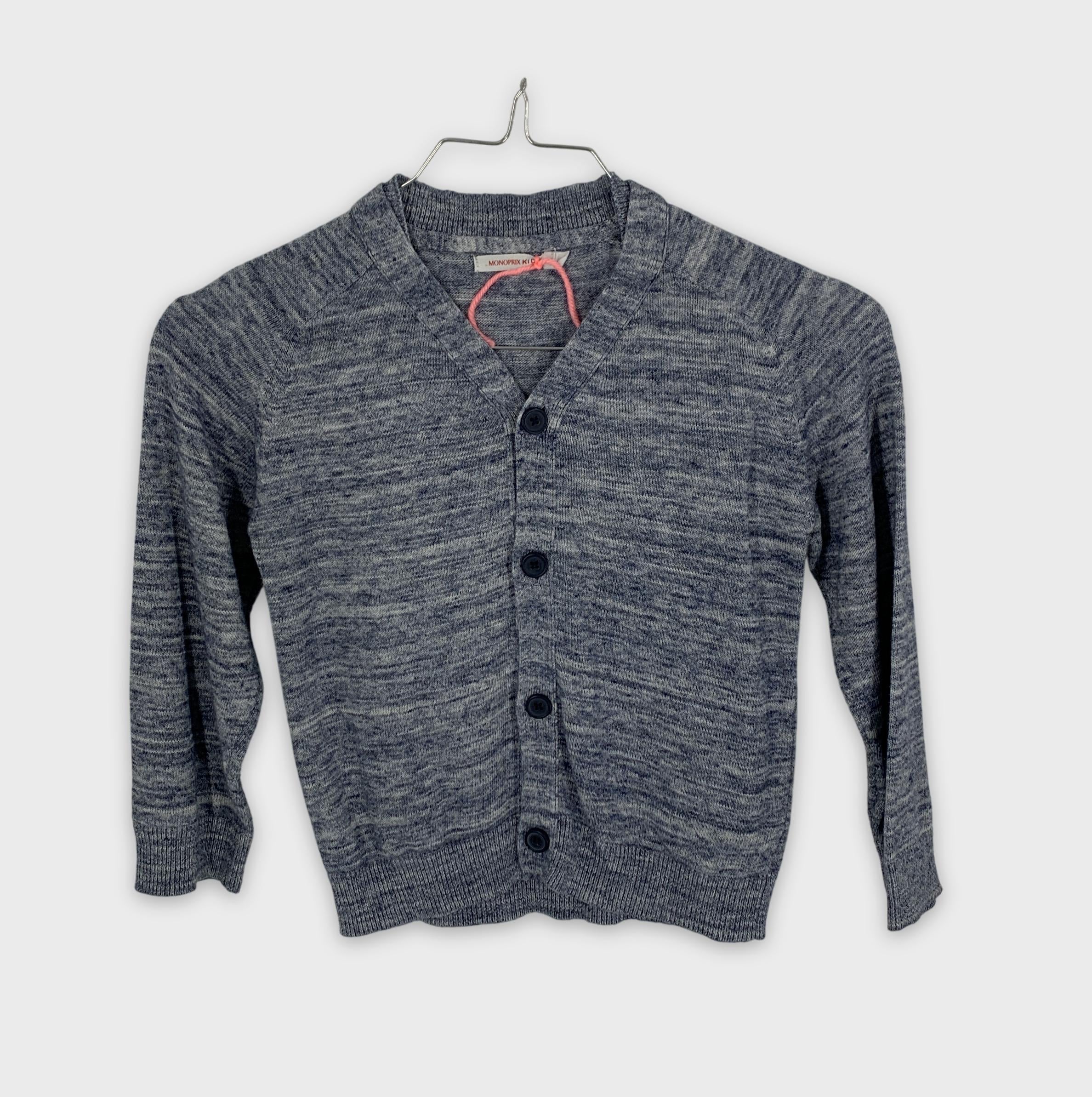 0-Gilet MONOPRIX KIDS, taille 4 ans, maille bleu chiné