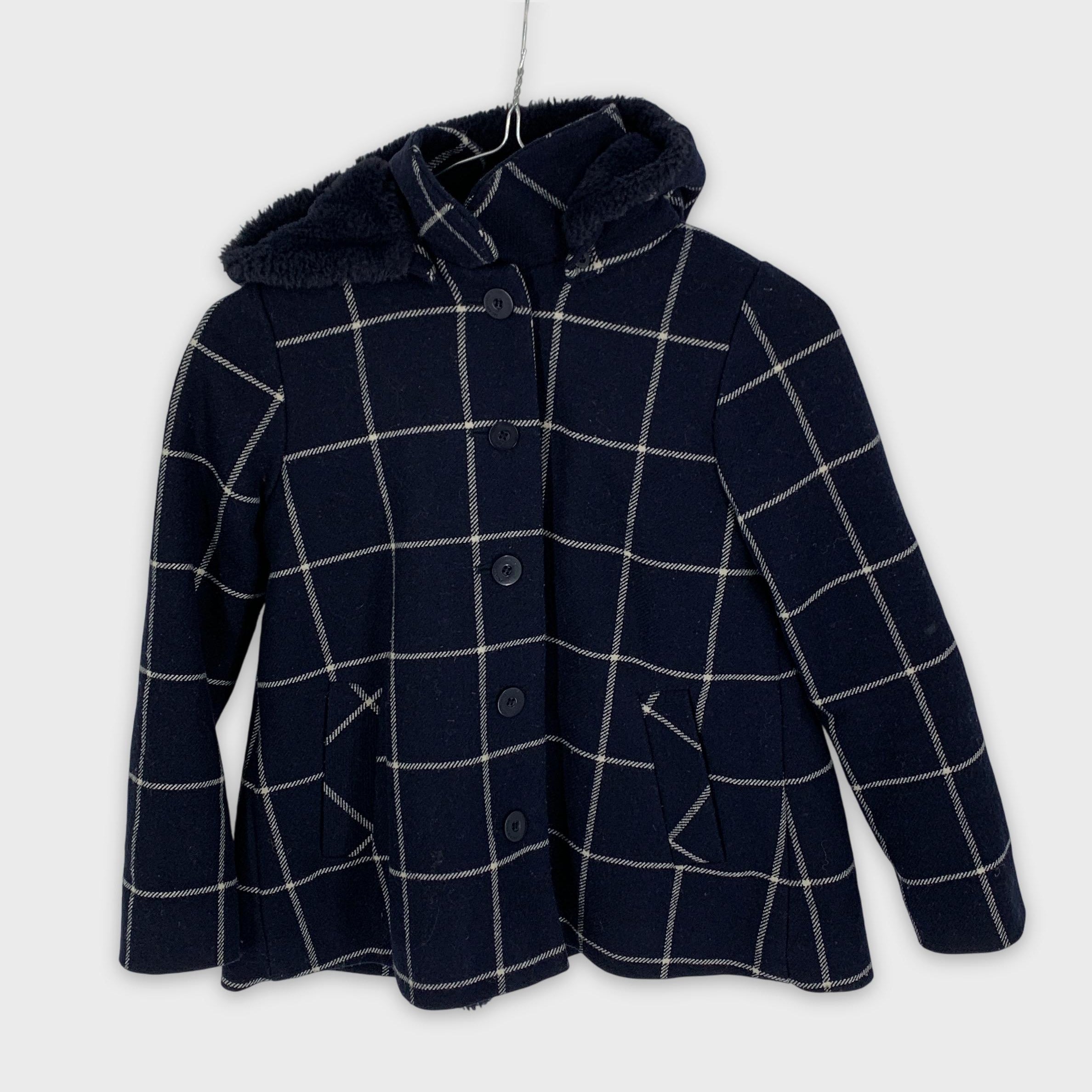 0-Jacadi Paris 🧥 Veste à carreaux avec capuche en fausse fourrure