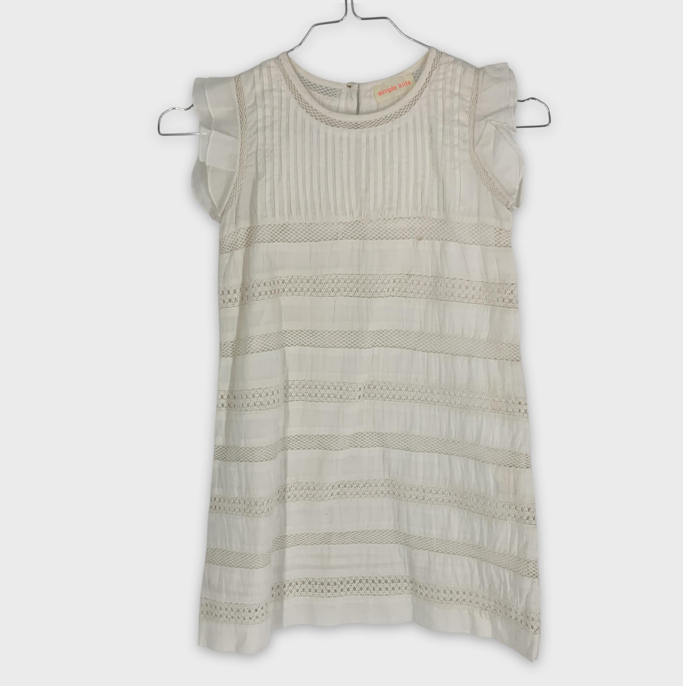 0-Robe Simple Kids, taille 6 ans, blanche ajourée ✨