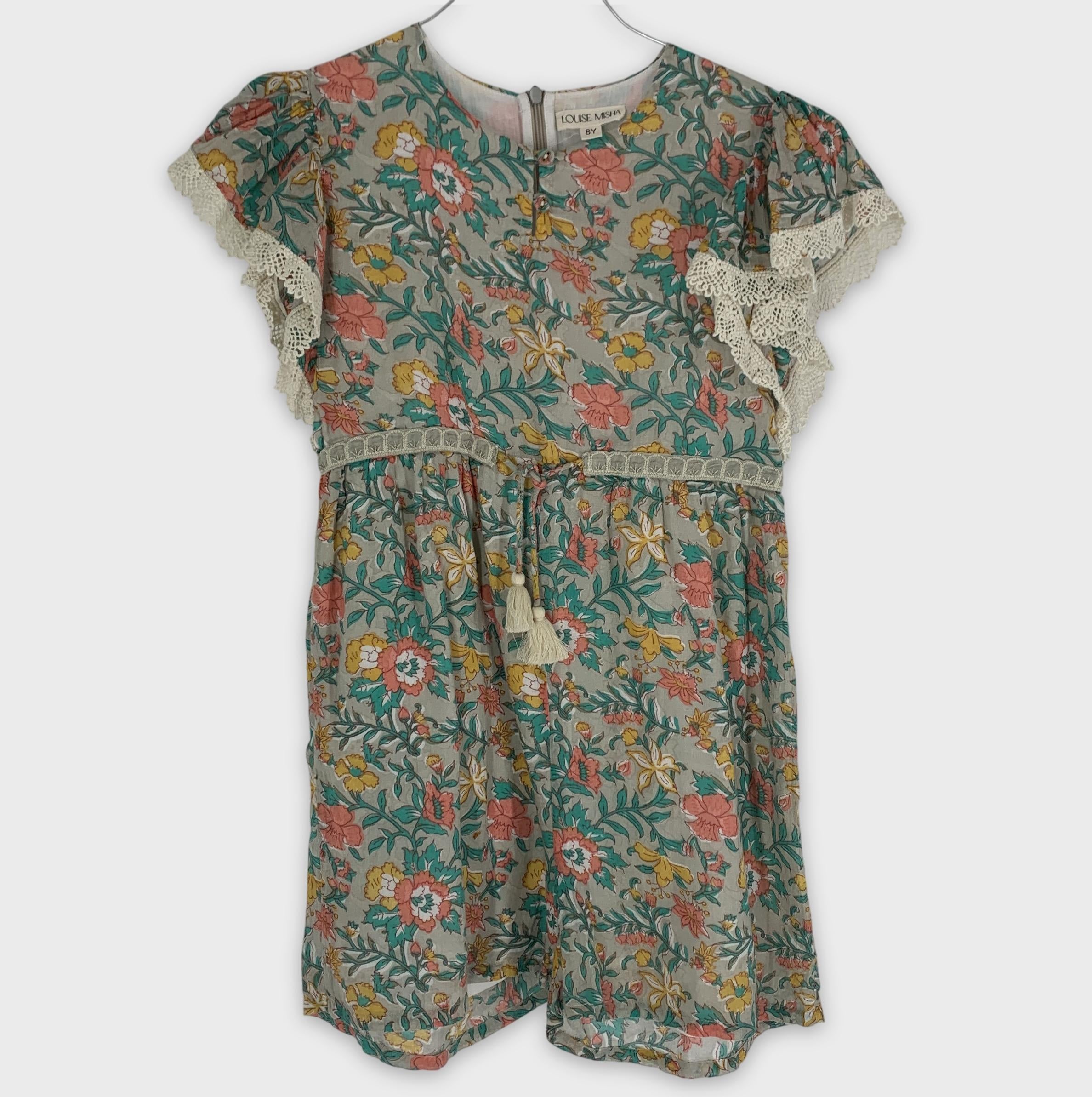 0-LOUISE MISHA 🌸 Robe à fleurs et dentelle, 8 ans