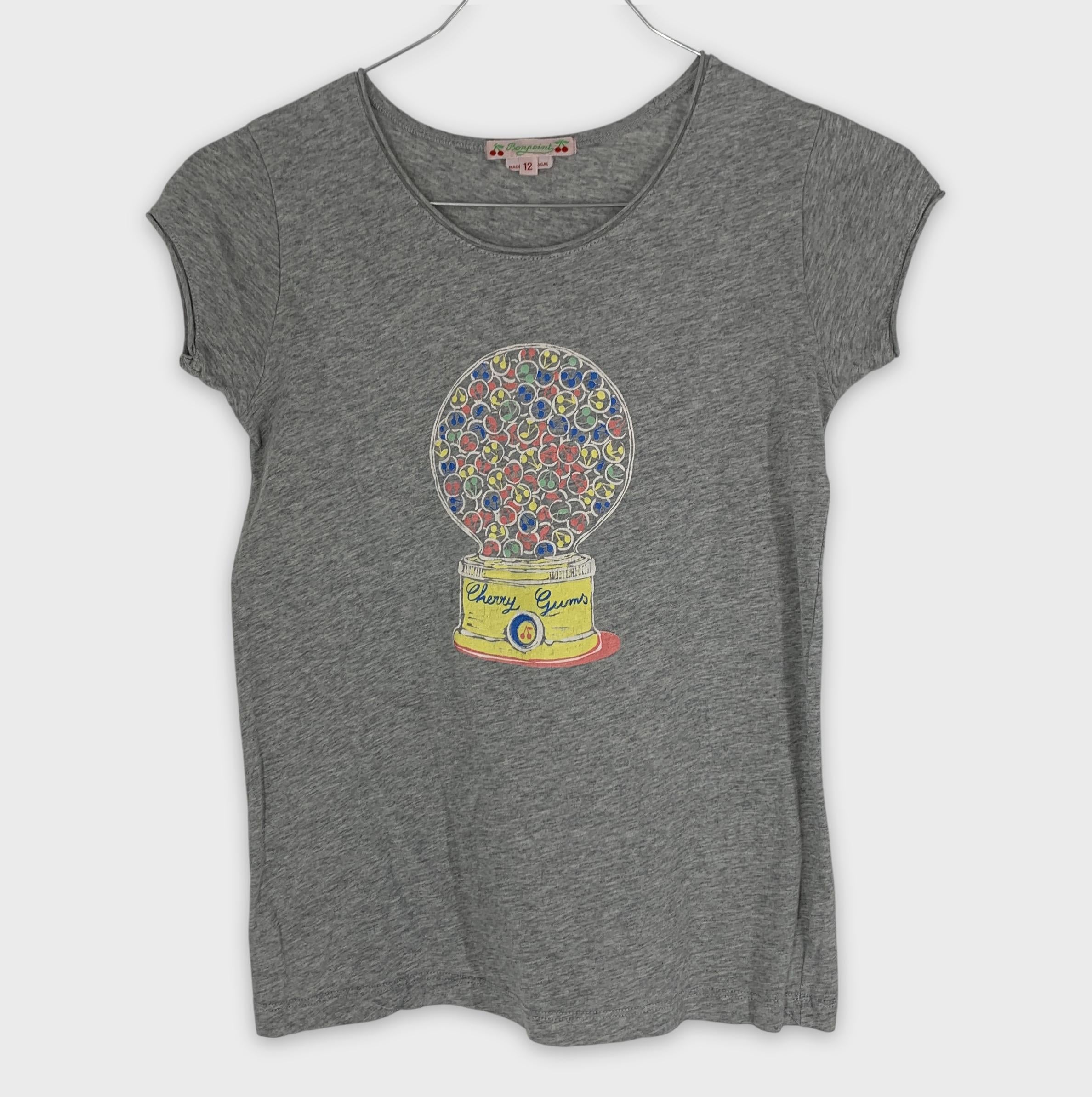 0-Bonpoint 🍒 T-shirt gris imprimé distributeur de bonbons