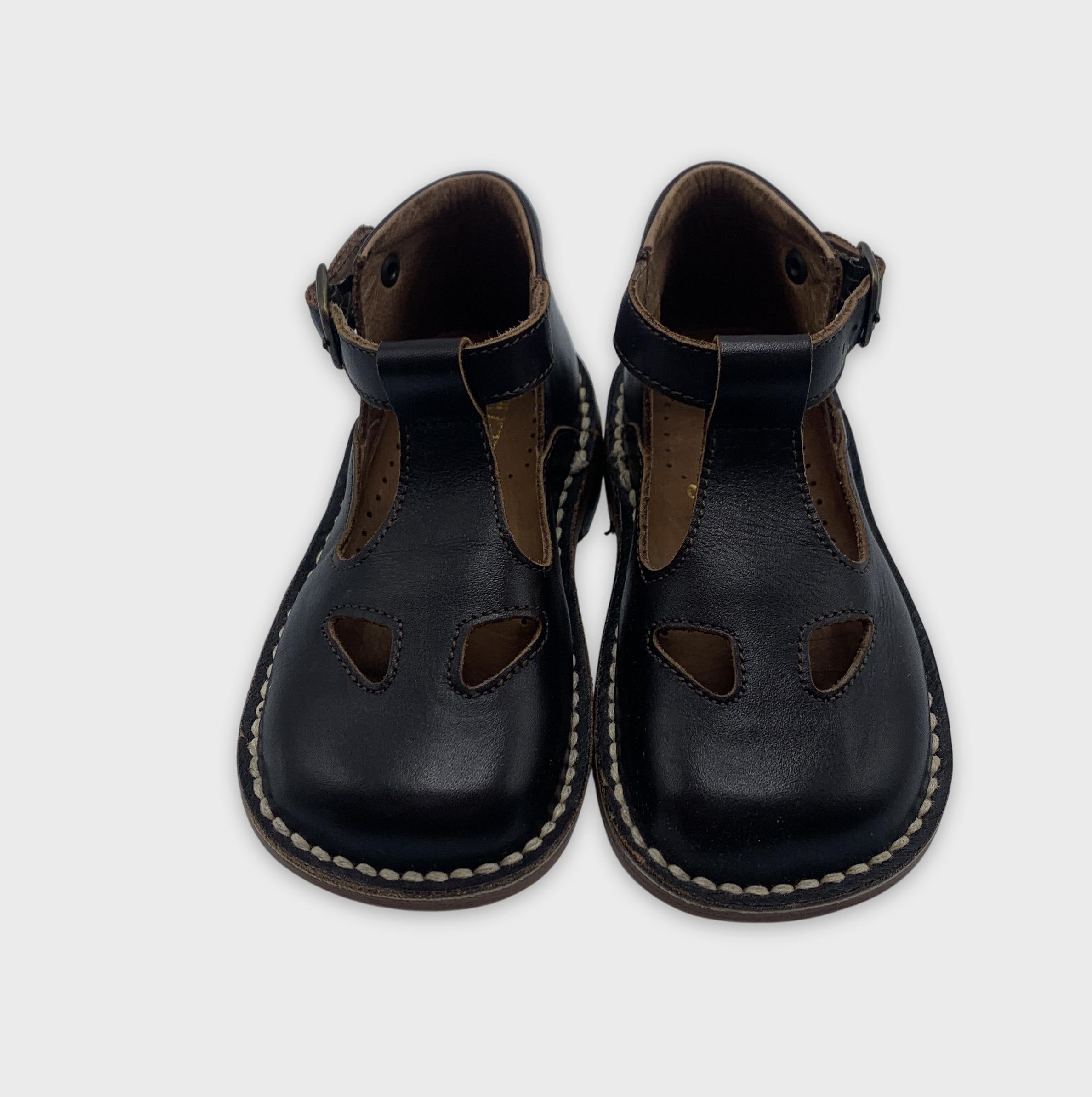 0-TVP 🧸 Sandales en cuir noir T22