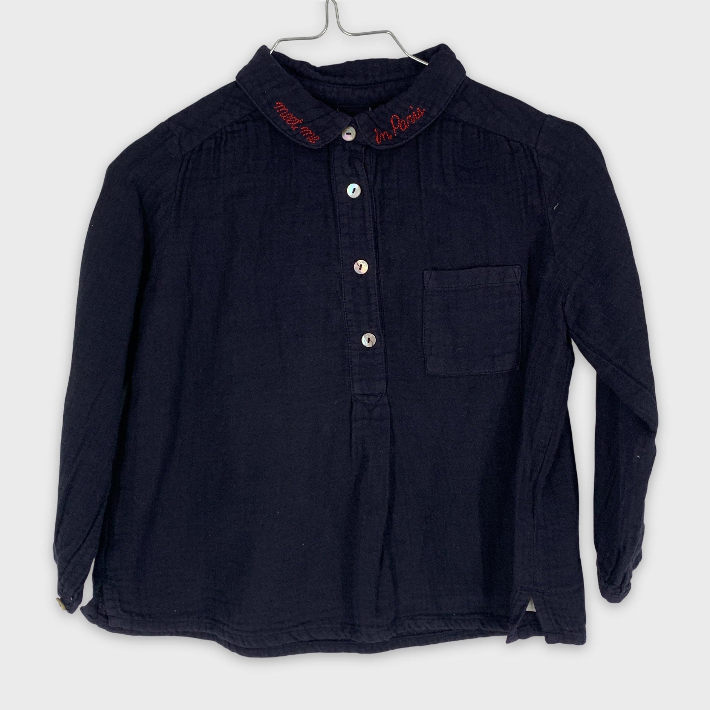 0-NUNUNU Chemise manches longues coton brodé 👕