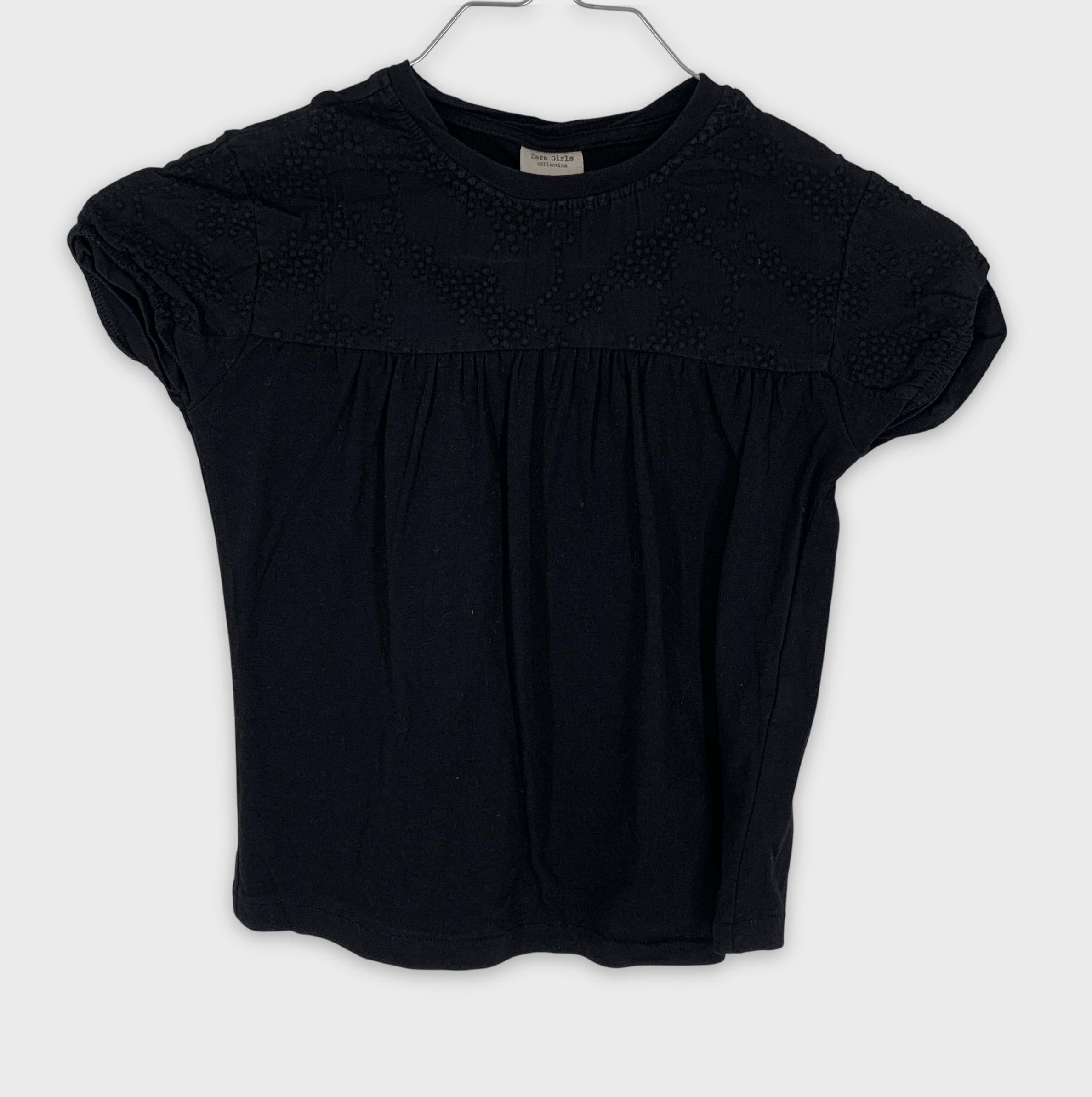 0-T-shirt Zara Girls, taille 6 ans, noir avec détails texturés ✨