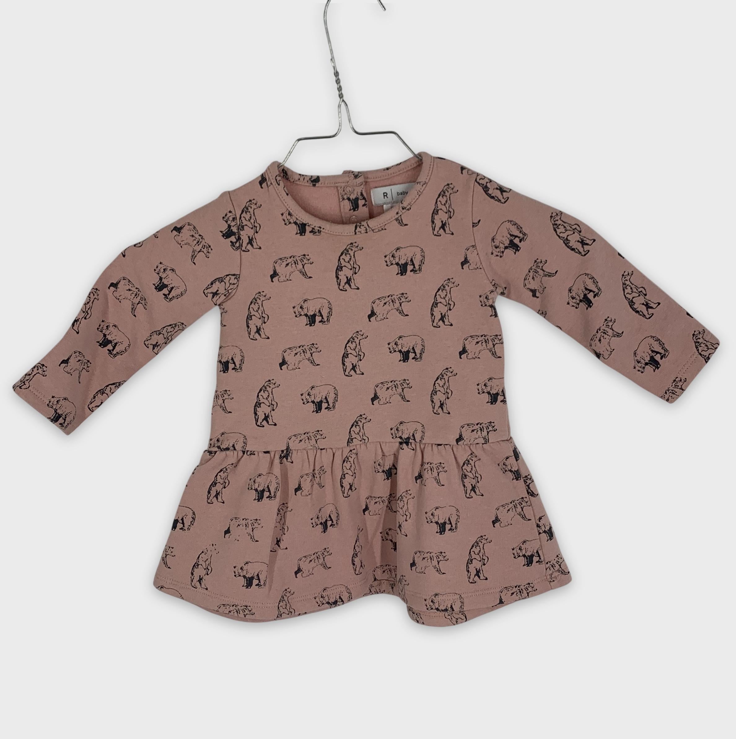 0-R baby. Robe à manches longues imprimée oursons 🧸