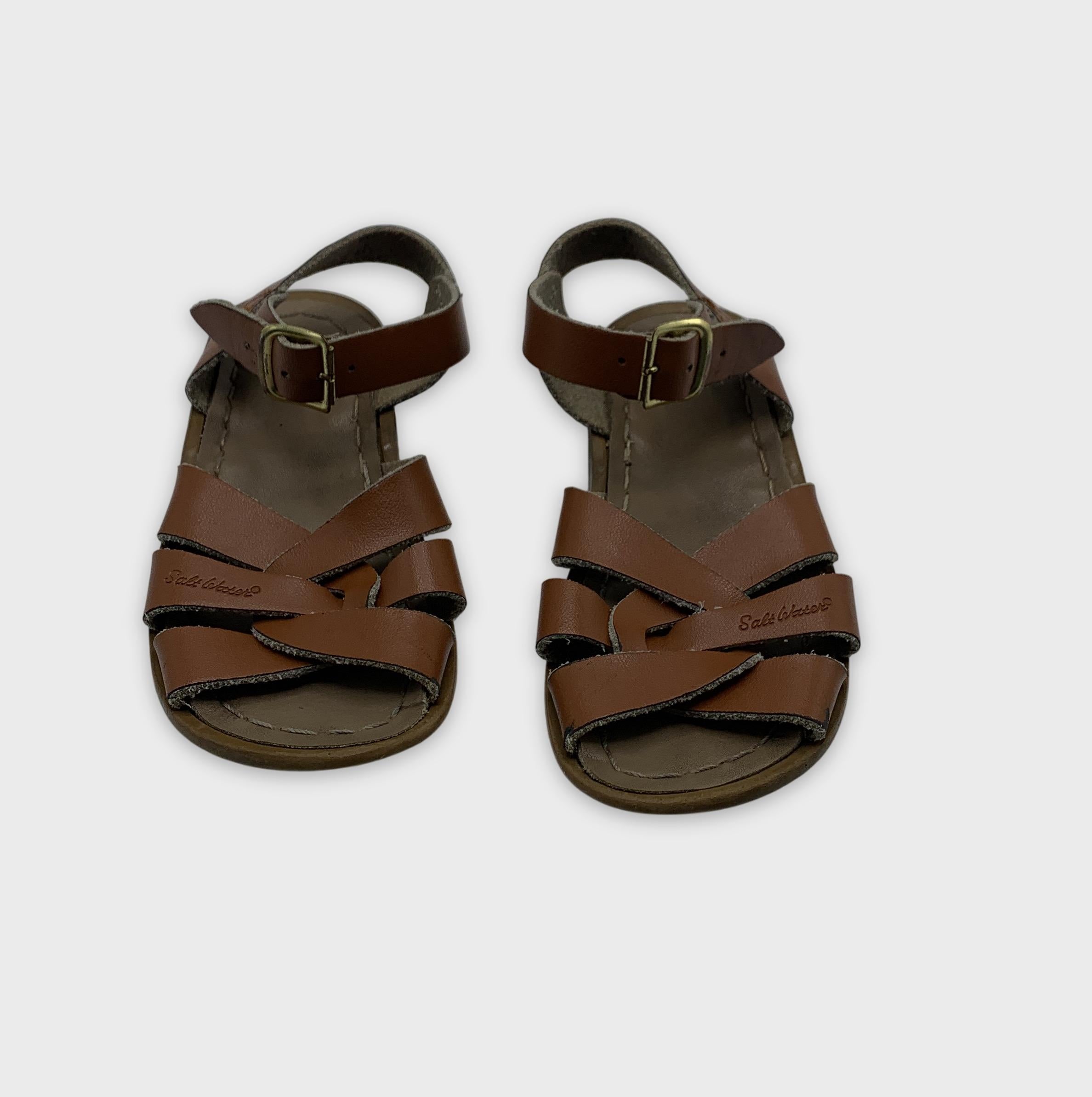 0-Sandales Salt Water marron en cuir tressé 🩴