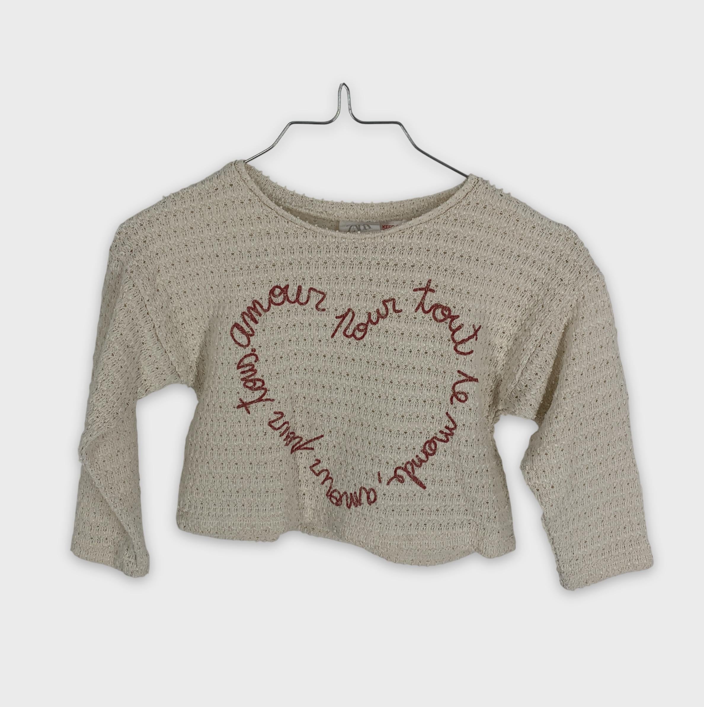 0-Pull ZARA, motif brodé ❤️