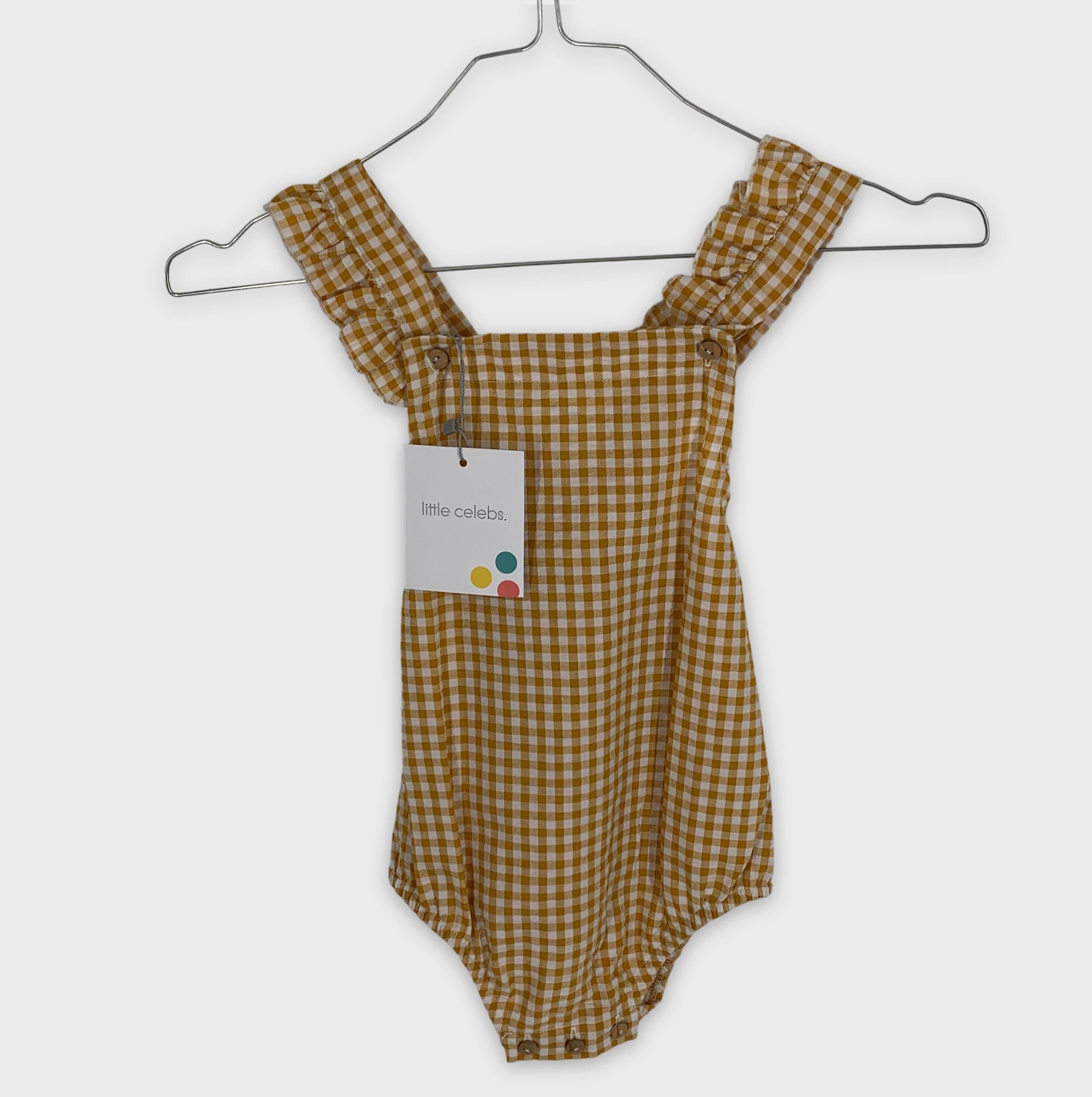 0-Little Celebs, Robe à carreaux jaune et blanc 👧