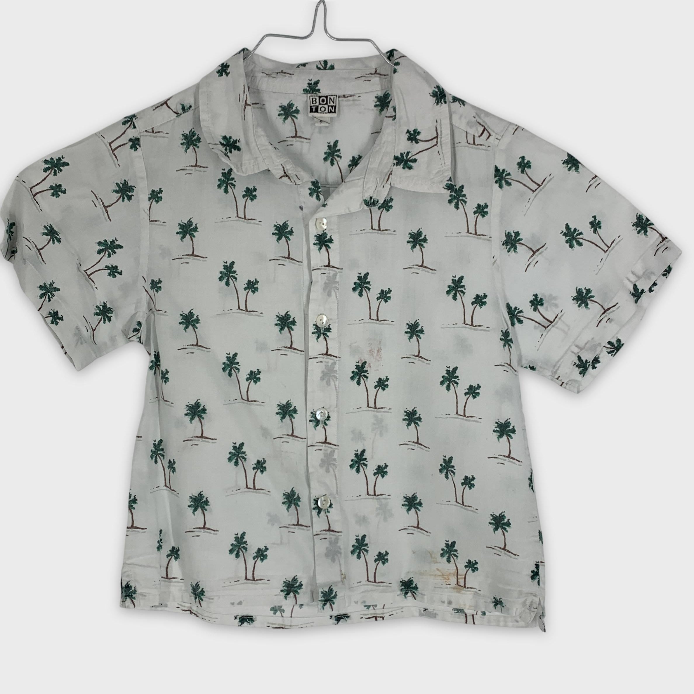 0-Chemise à manches courtes BON TON, motif palmiers🌴🌴