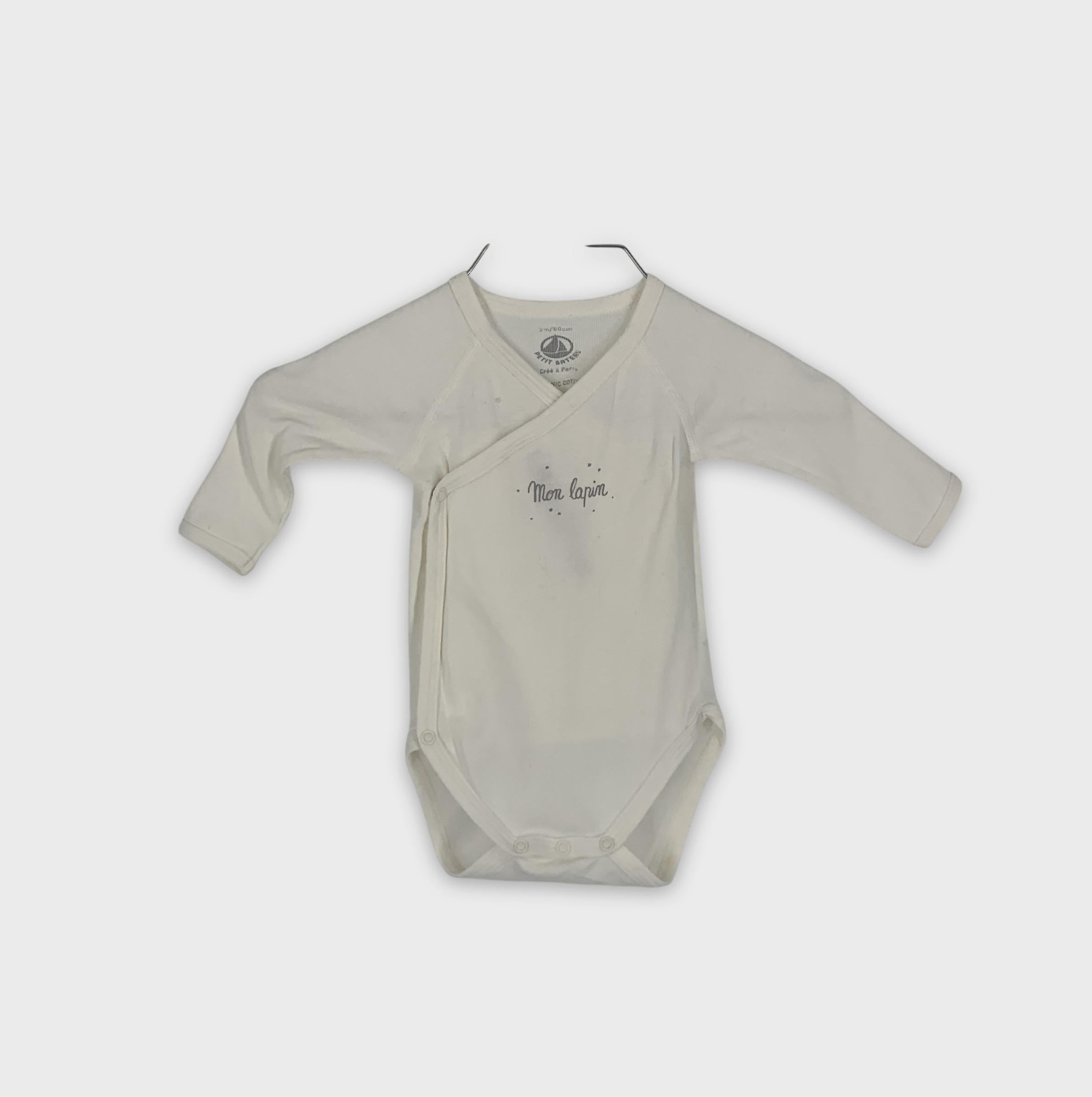 0-Petit Bateau - Body manches longues croisé - 3m/60cm