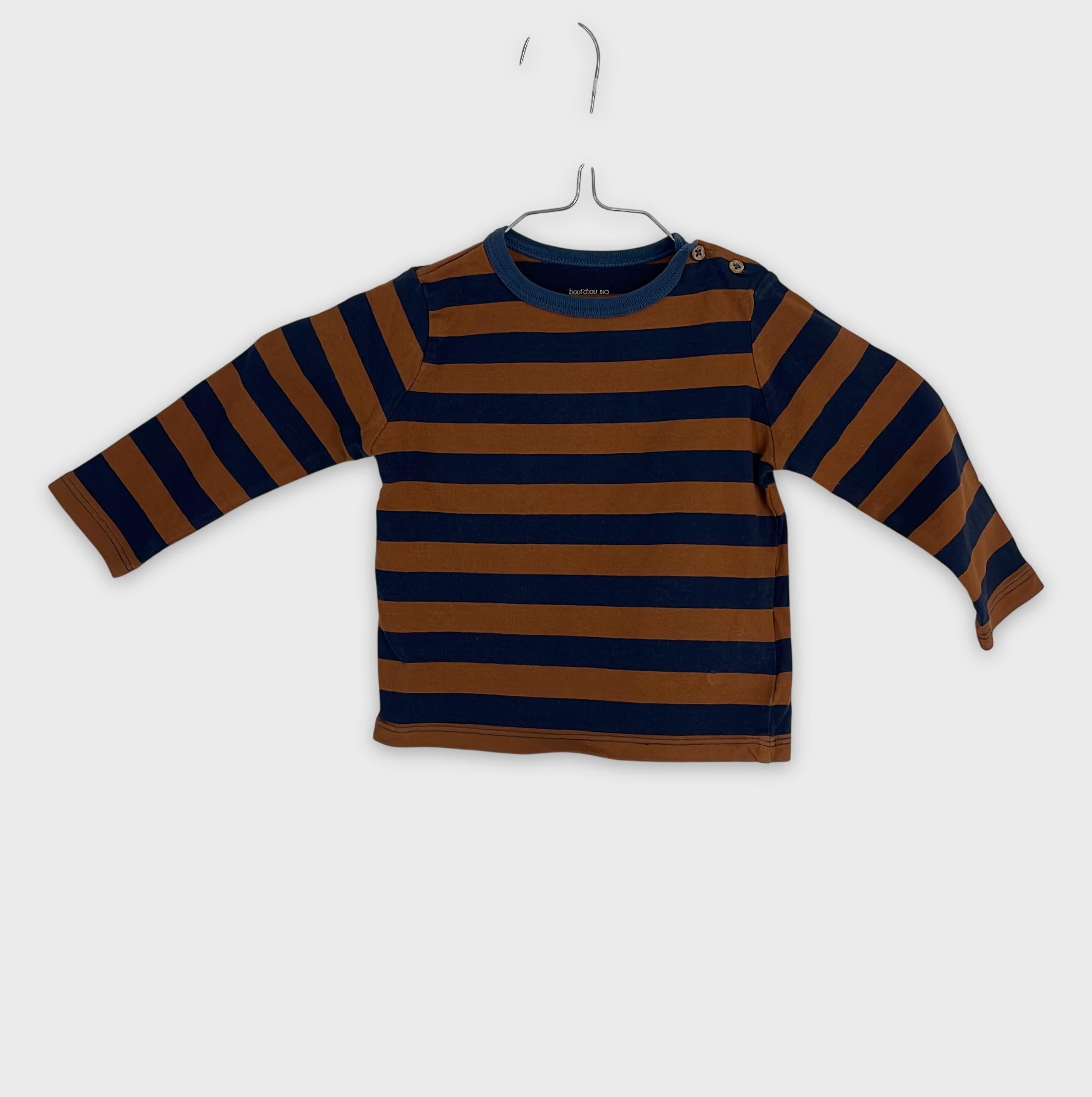 0-Boutchou Bio - T-shirt manches longues rayé - 18 mois