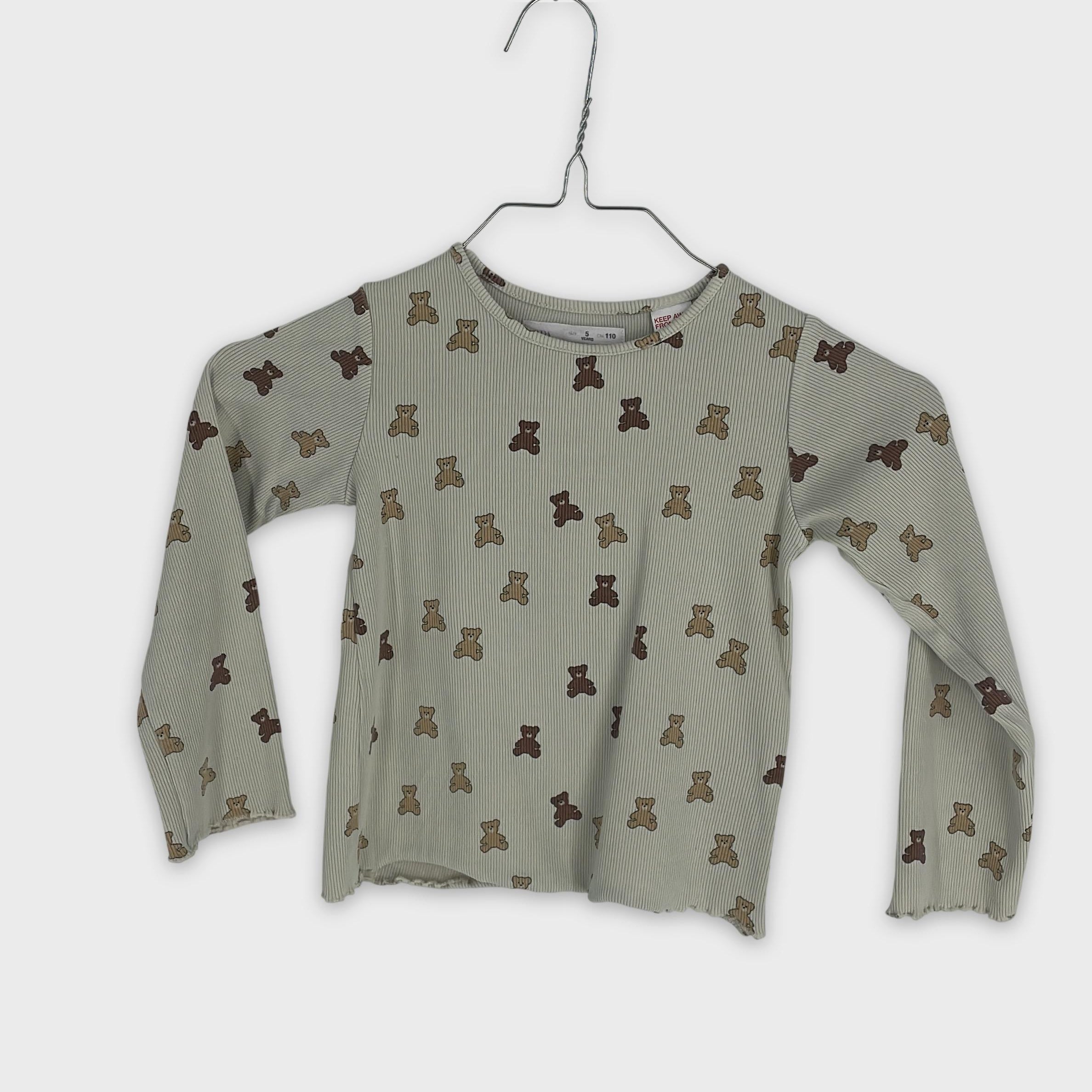 0-ZARA - T-shirt côtelé ours en peluche - 5 ans (110 cm)