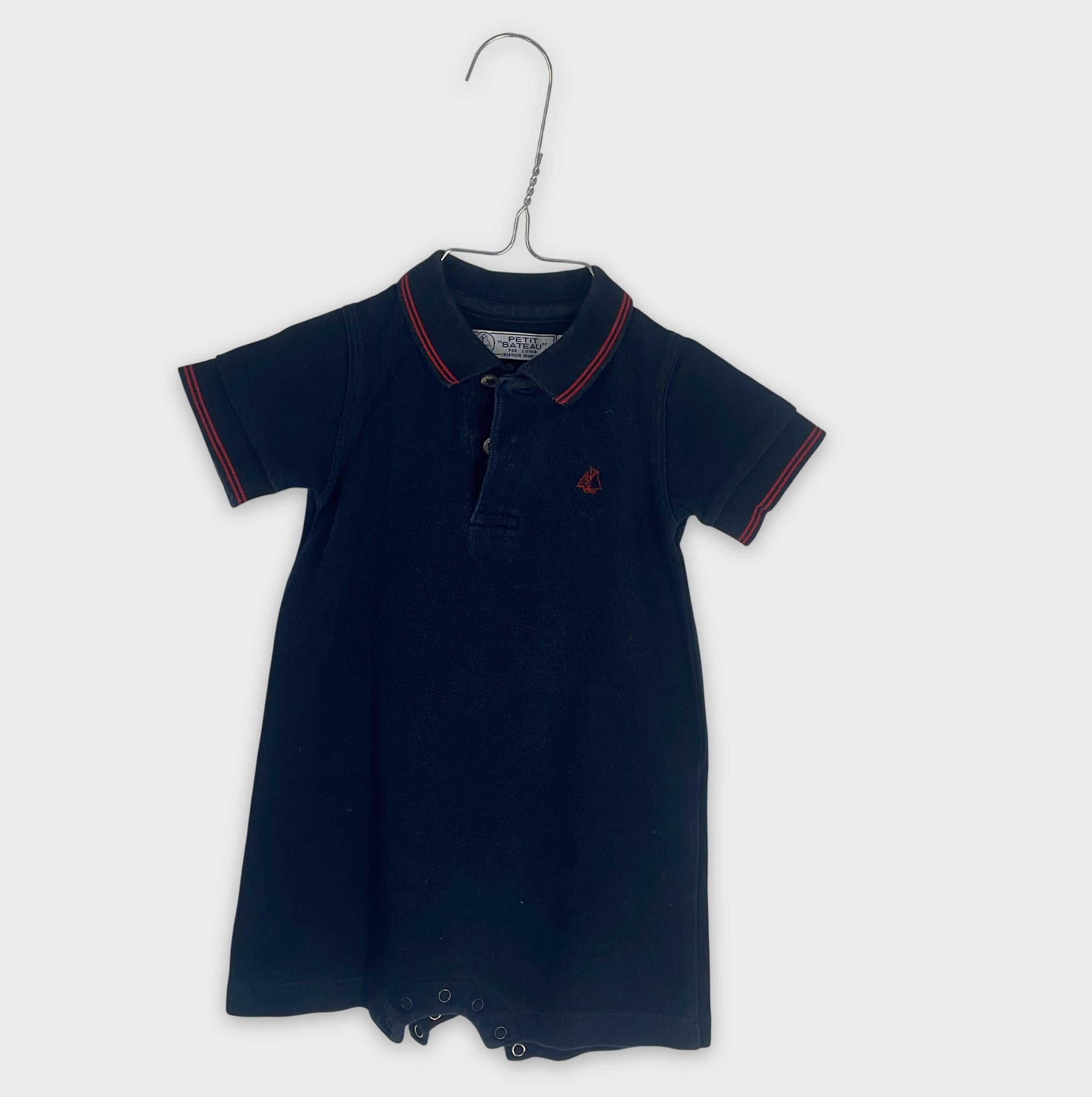 0-Petit Bateau - Combinaison Polo - 12 mois