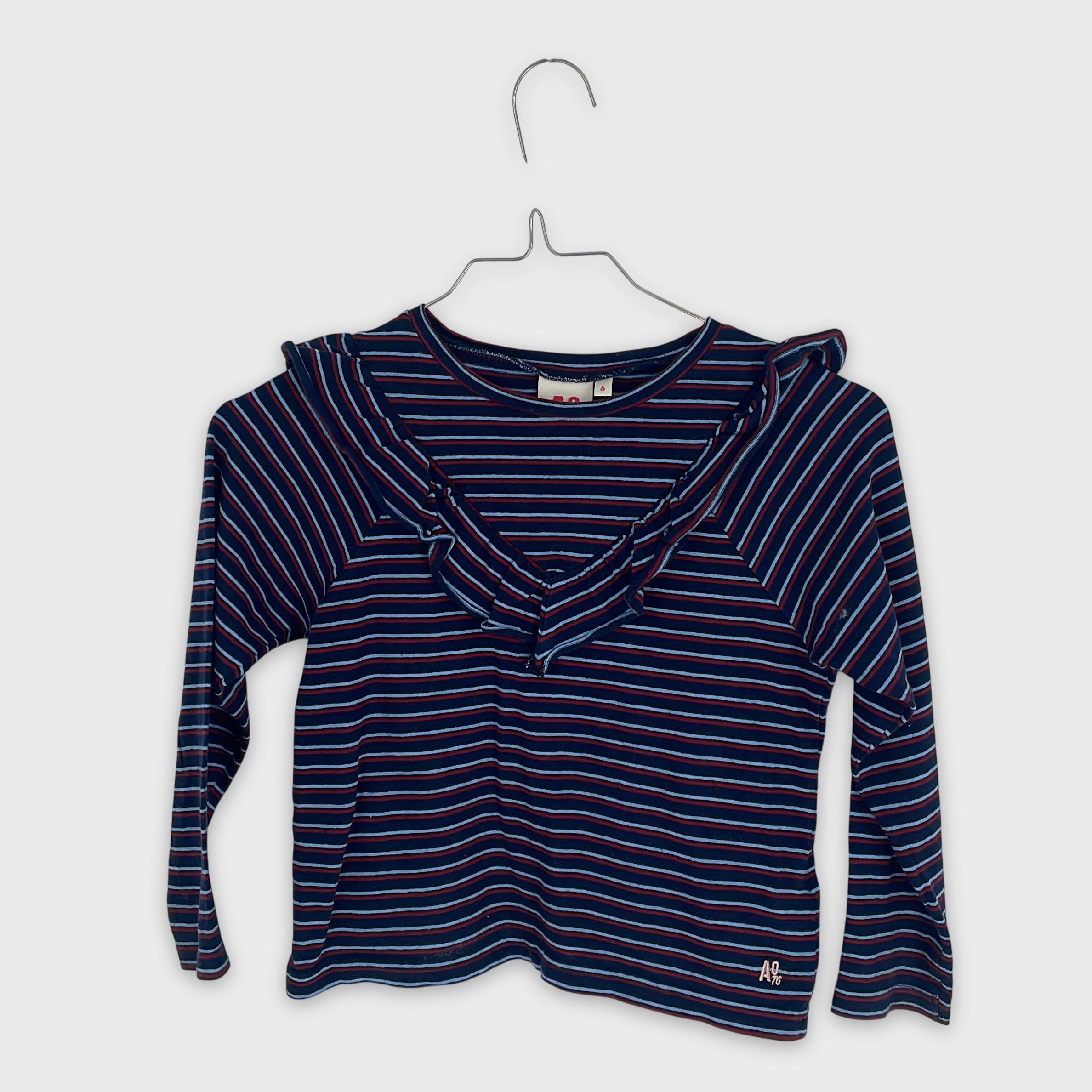 0-A076 - T-shirt rayé à manches longues - Taille 6 ans