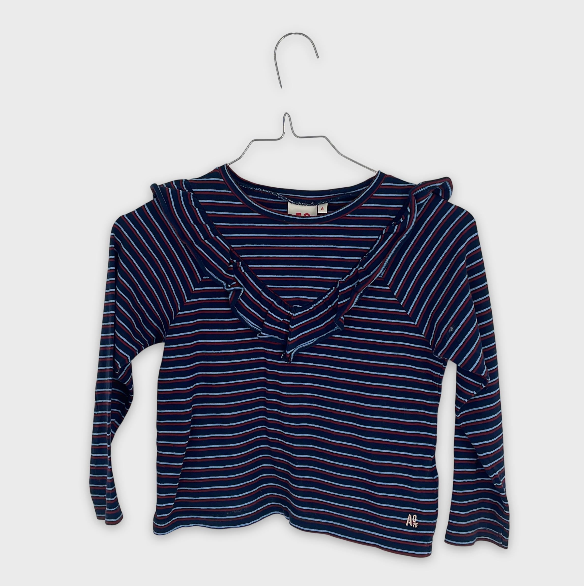0-A076 - T-shirt rayé à manches longues - Taille 6 ans
