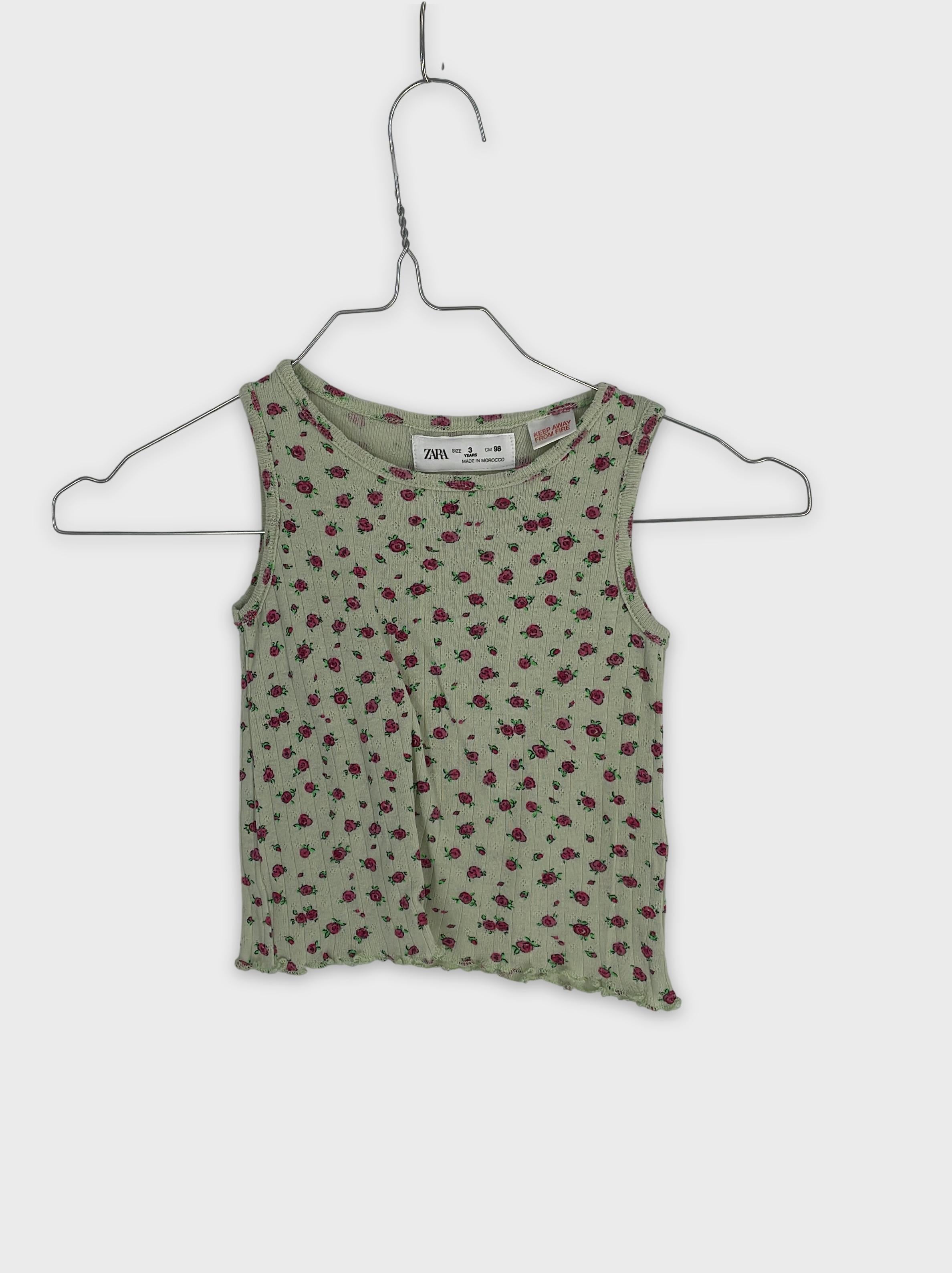 0-ZARA - T-shirt Imprimé Roses - 3 ans
