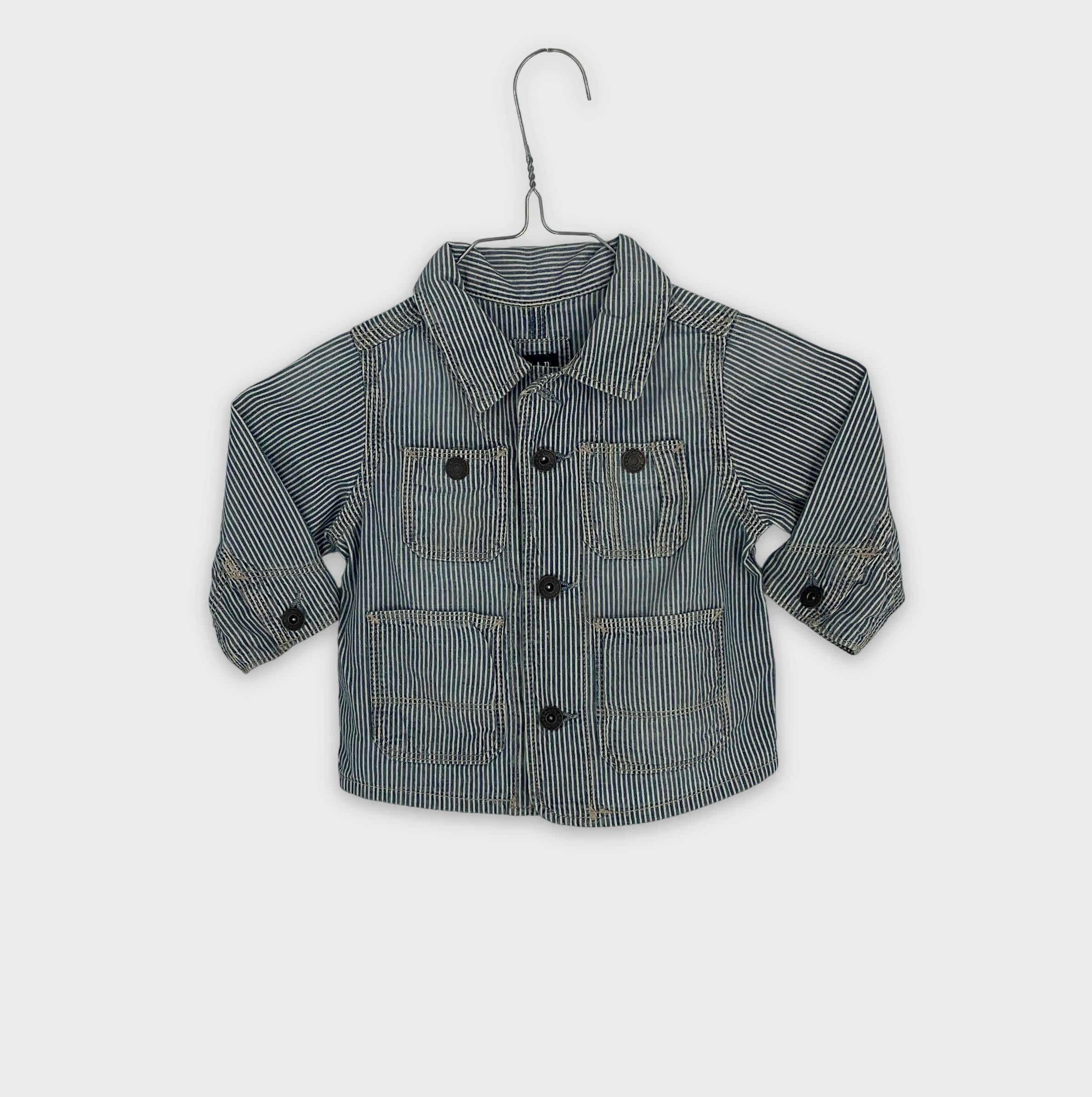 0-GAP - Veste en jean rayée - 6-12 mois