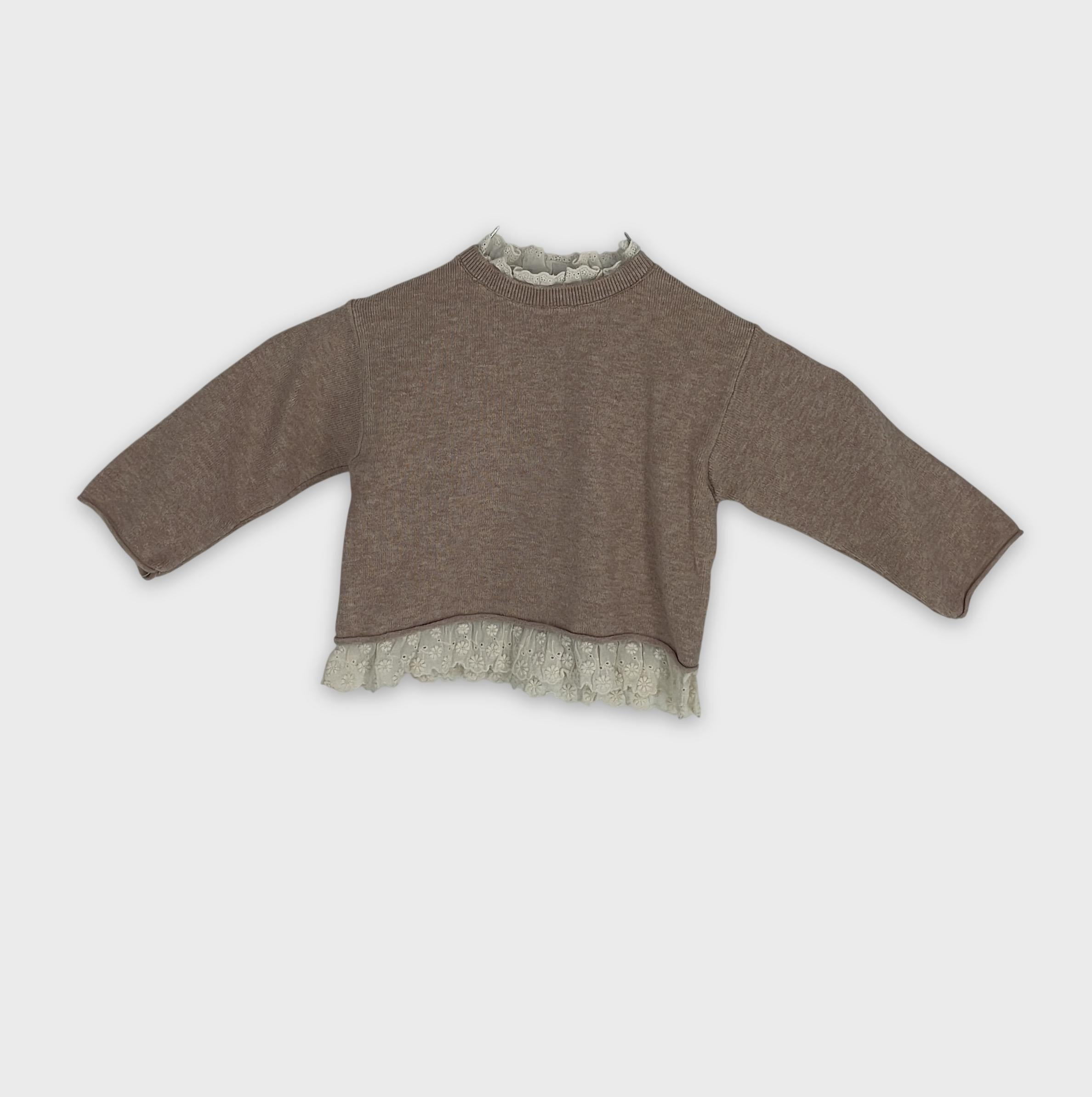 0-ZARA - Pull à dentelle - 9-12 mois