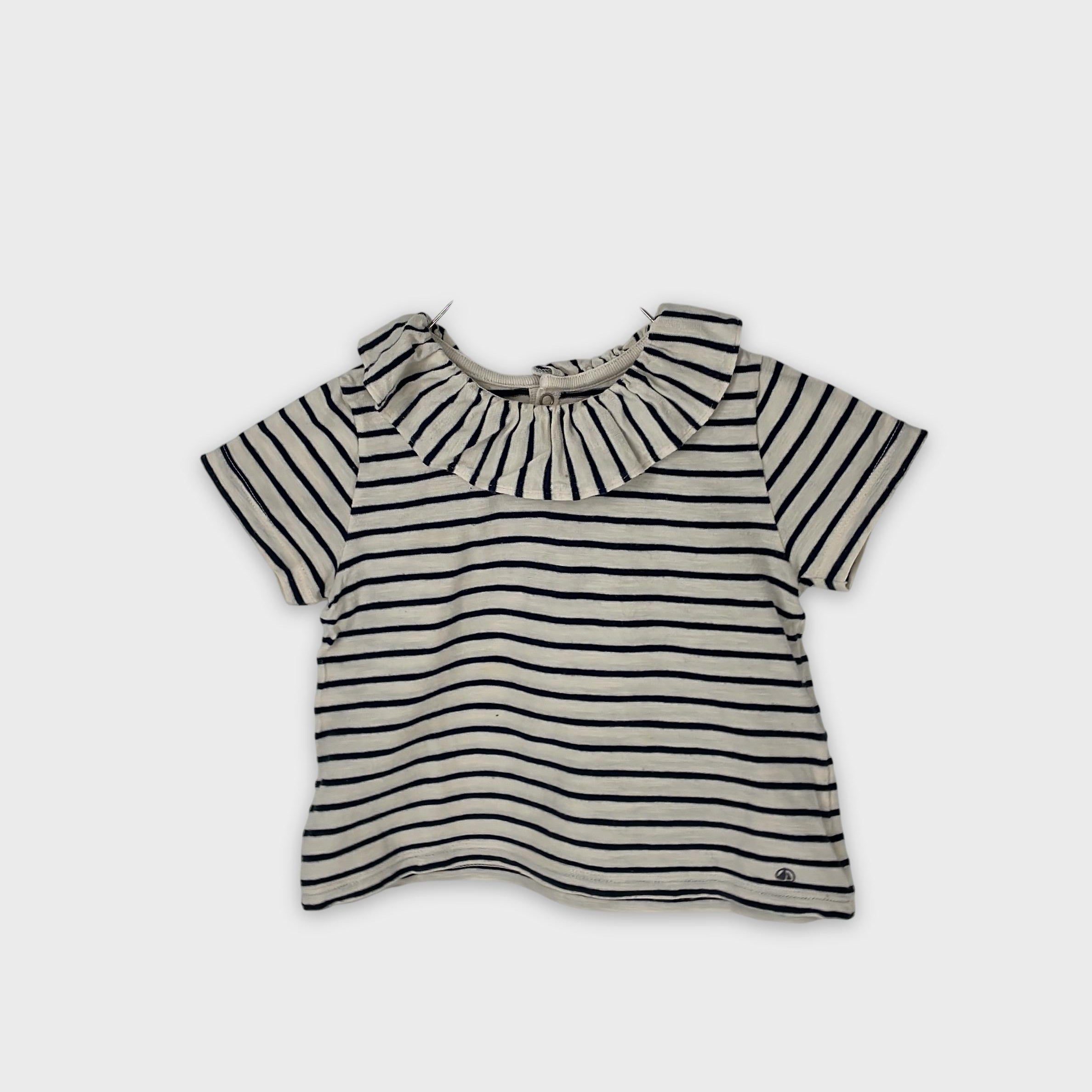 0-Petit Bateau - Haut Rayé Marinière à Volants - 24m/86cm