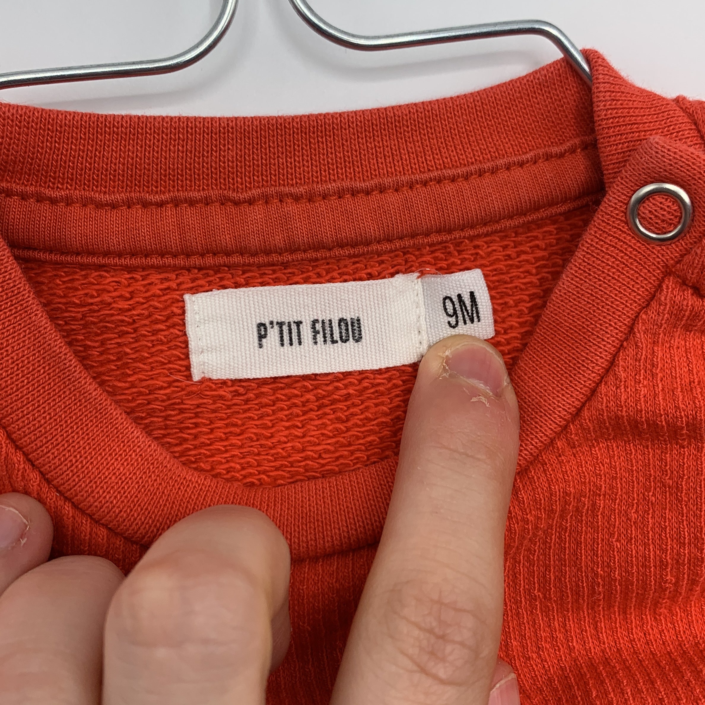 1-Pull P'tit Filou, 9 mois, orange avec motif 🐻