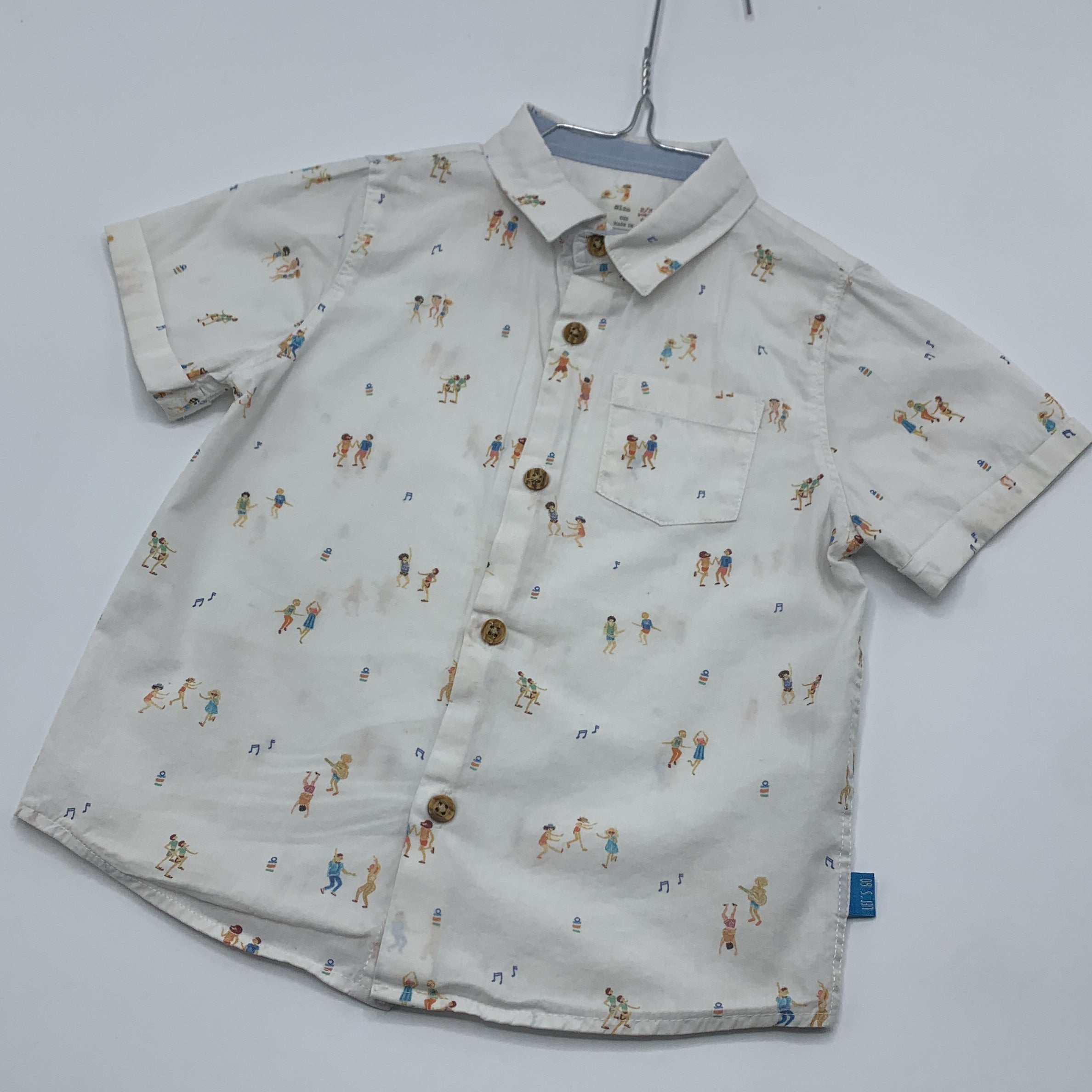 1-Chemise Zara BabyBoy Collection, 2/3 ans, imprimé personnages et notes de musique 🎶