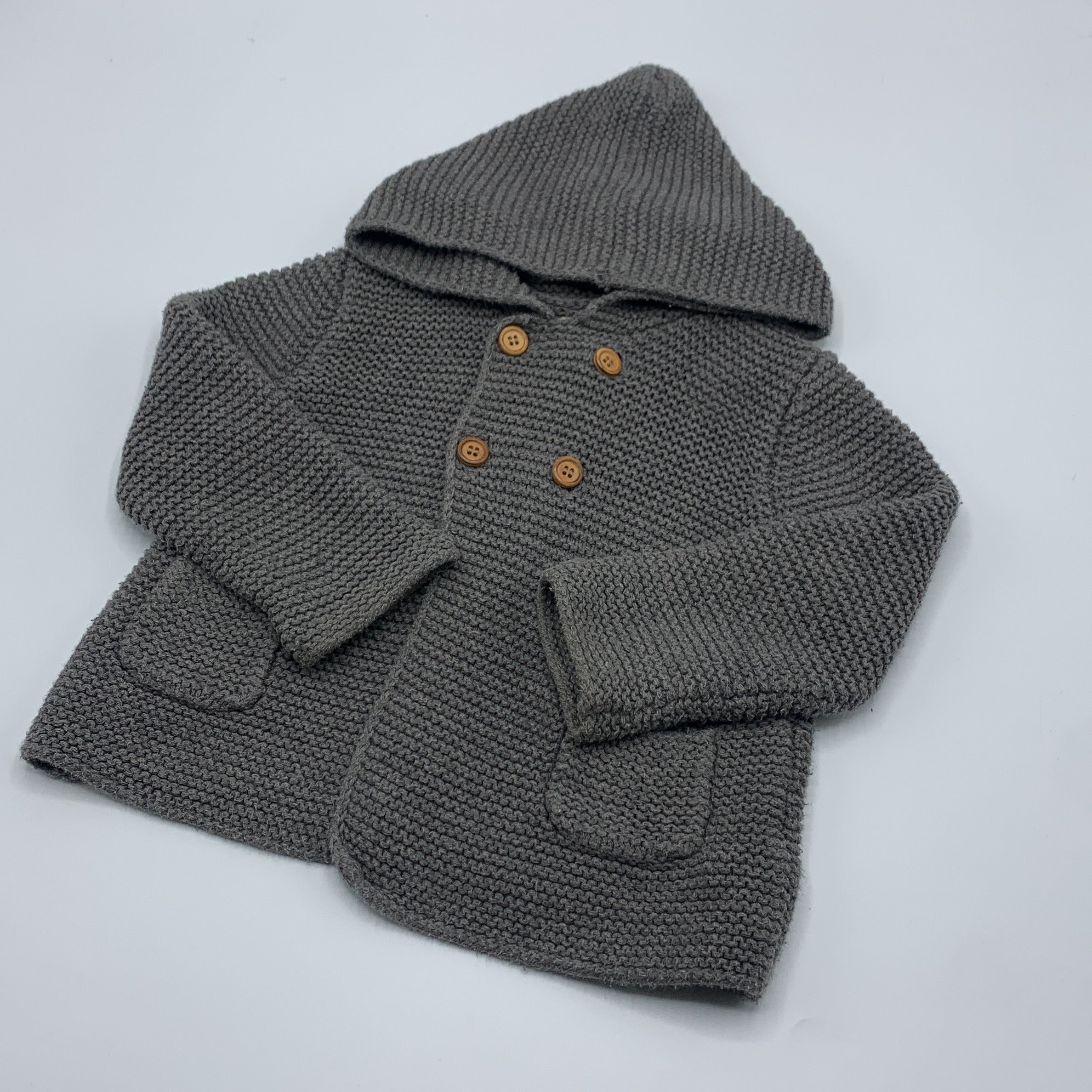 1-Zara Mini 🧸 Cardigan à capuche en tricot