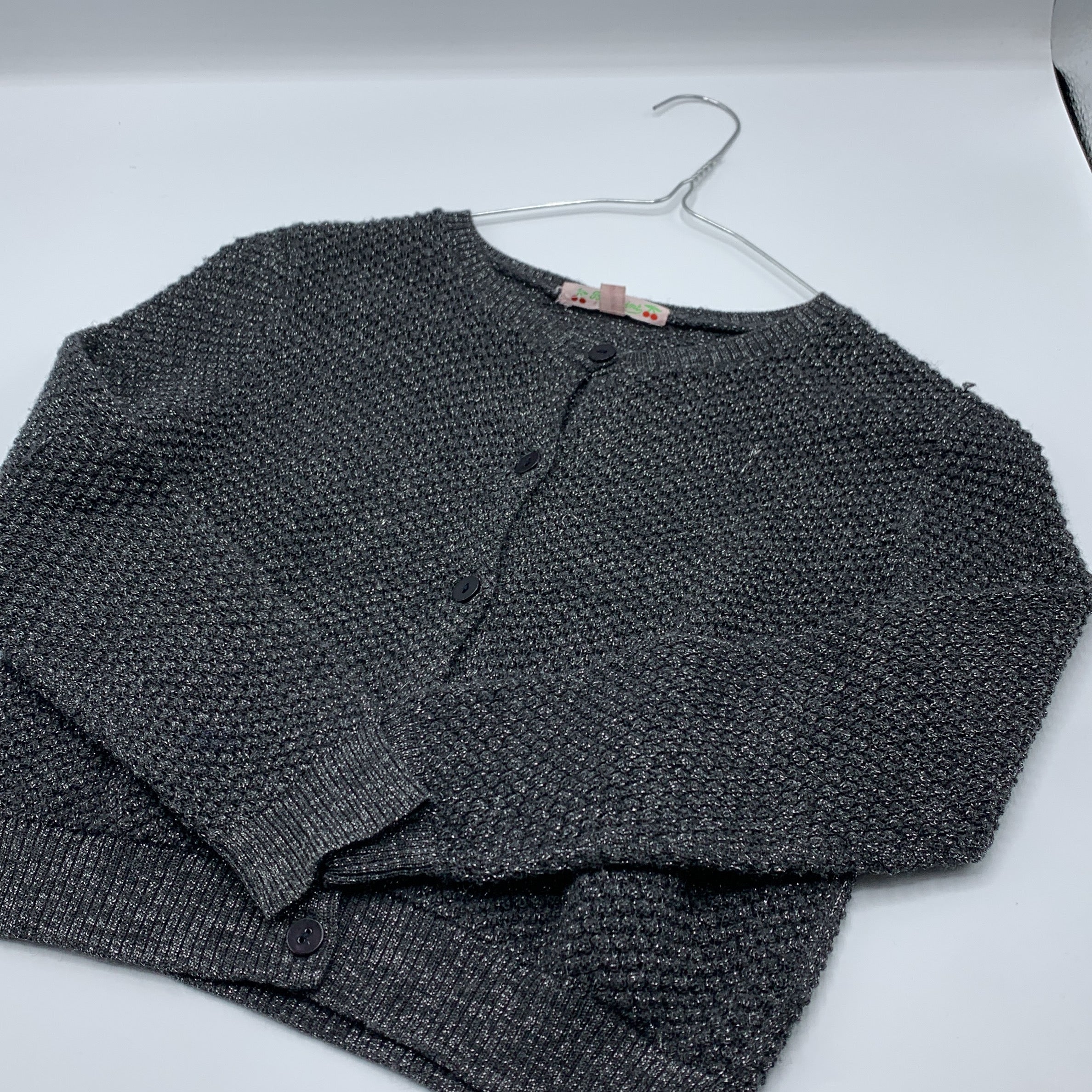 1-Cardigan maille gris chiné Bonpoint, taille 8 ans ✨