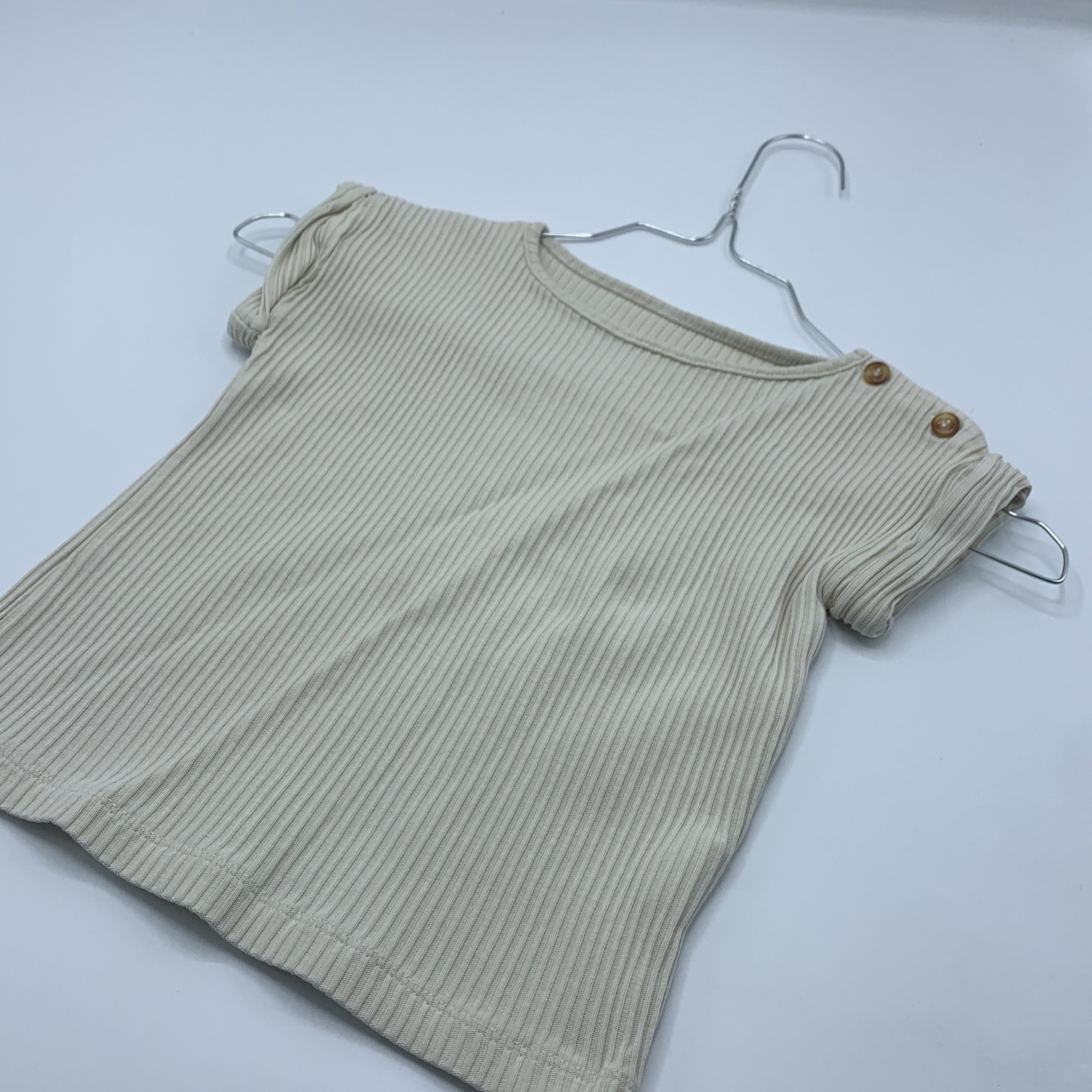 1-Poudre Organic T-shirt côtelé beige à boutons ✨