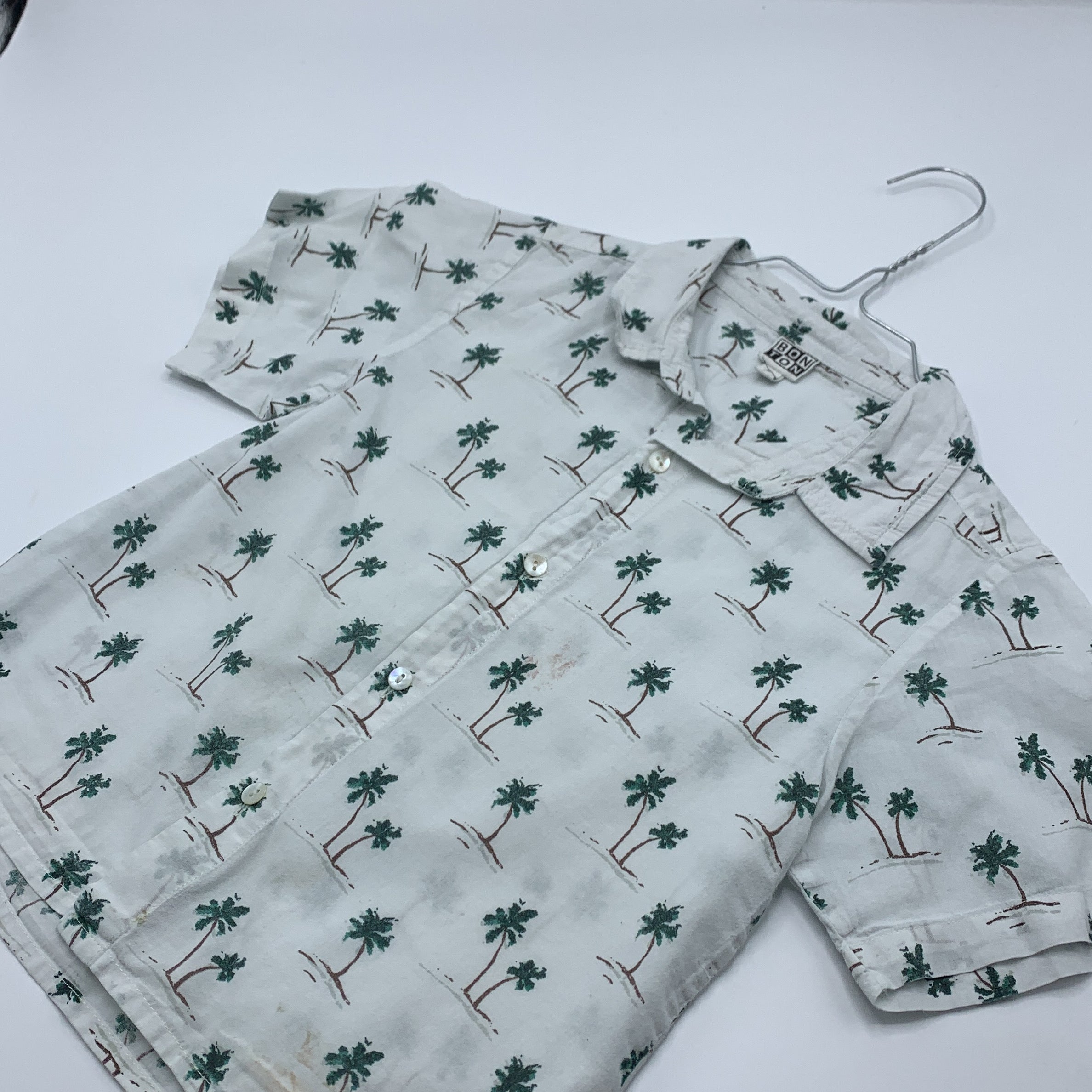 1-Chemise à manches courtes BON TON, motif palmiers🌴🌴
