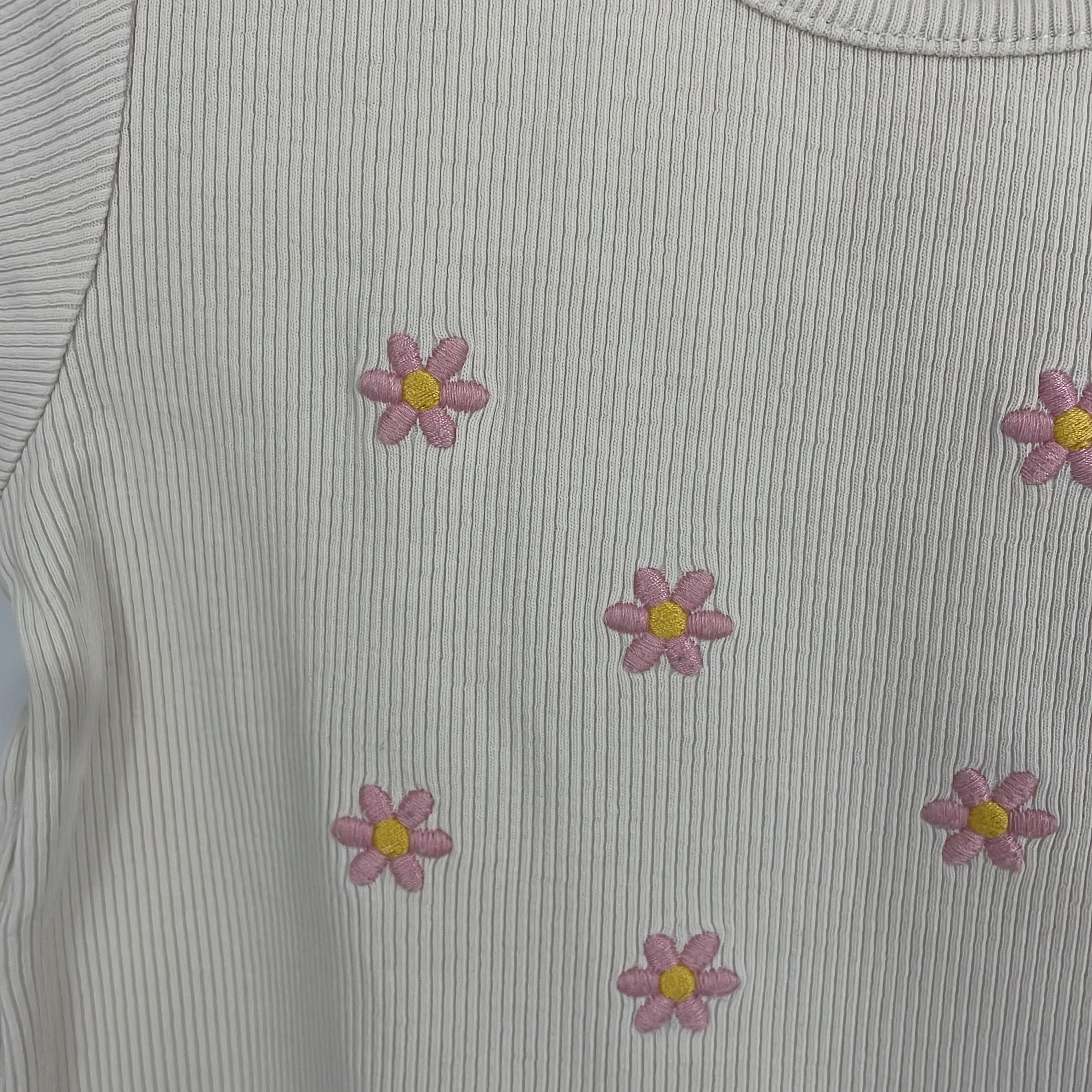1-ZARA - T-shirt côtelé à fleurs - 3 ans