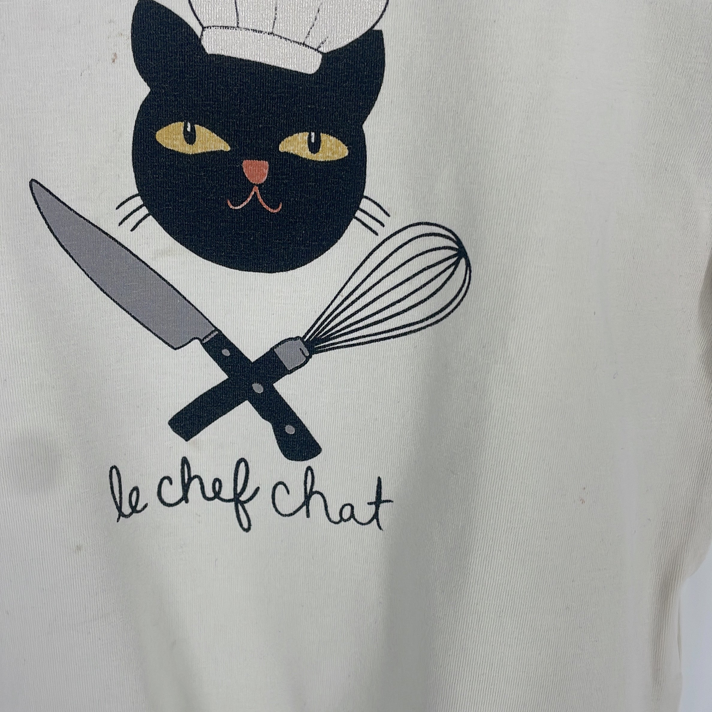 1-MINI RODINI - T-shirt 'Le Chef Chat' - 1.5-3 ans