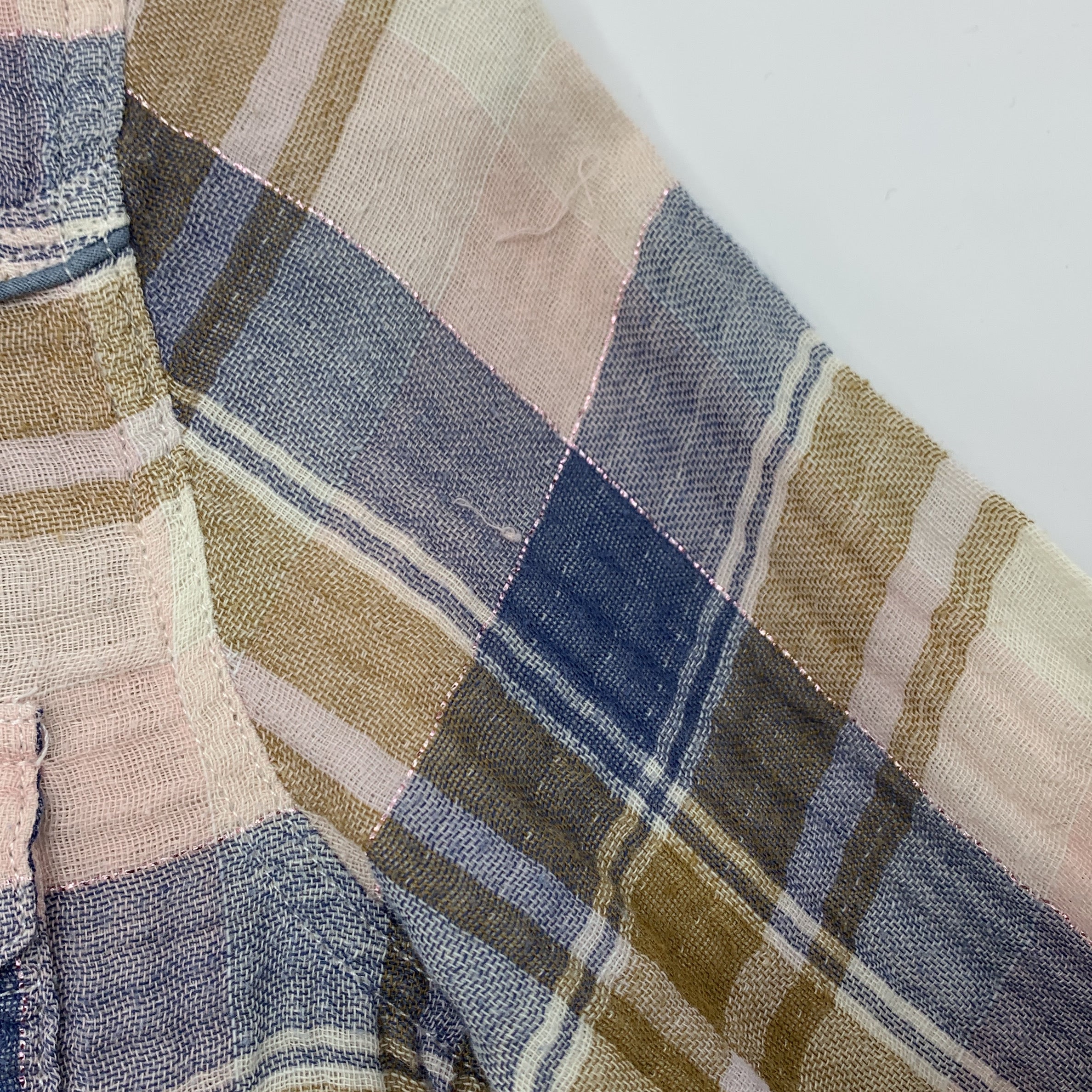 2-BON TON 👚 Chemise à carreaux rose, bleu et marron