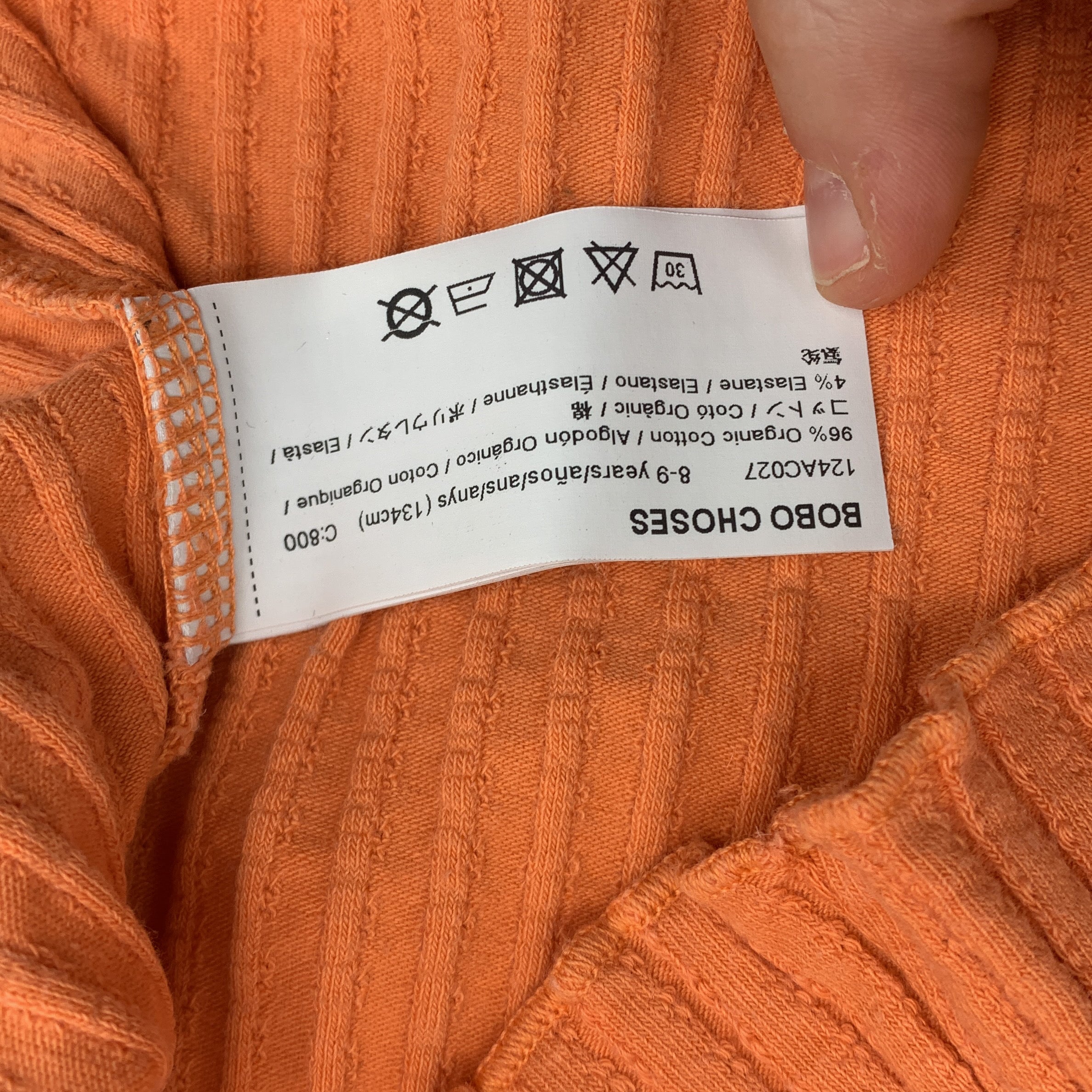 3-Bobo Choses T-shirt orange côtelé à volants 🍊