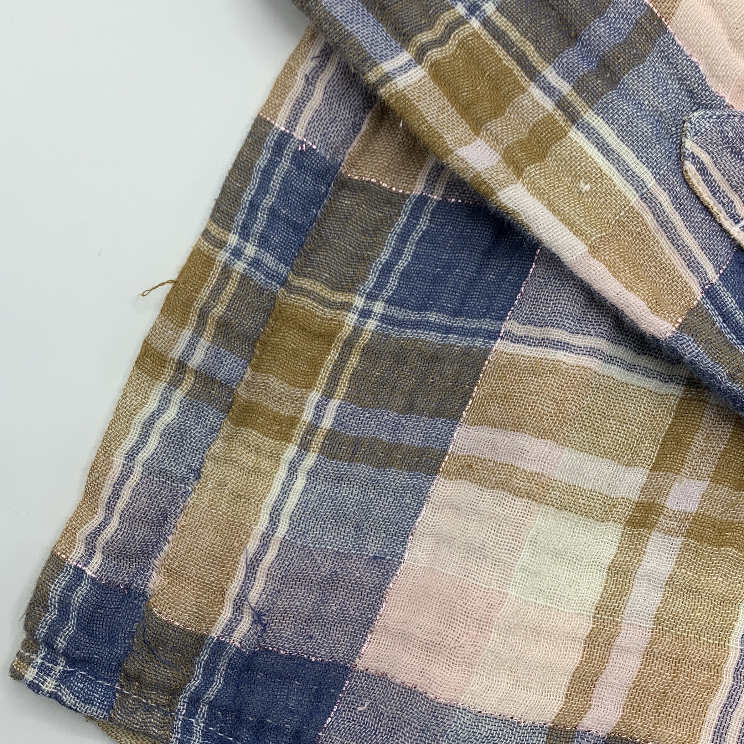 3-BON TON 👚 Chemise à carreaux rose, bleu et marron