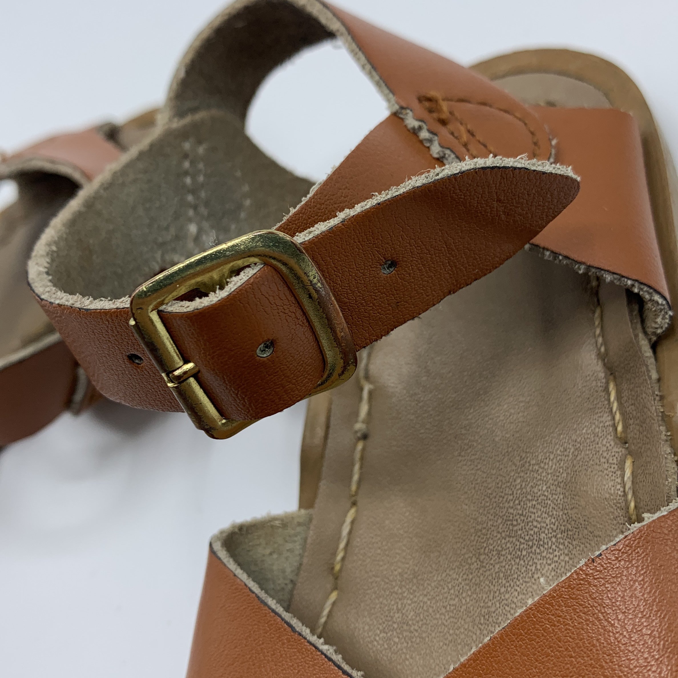 3-Sandales Salt Water marron en cuir tressé 🩴