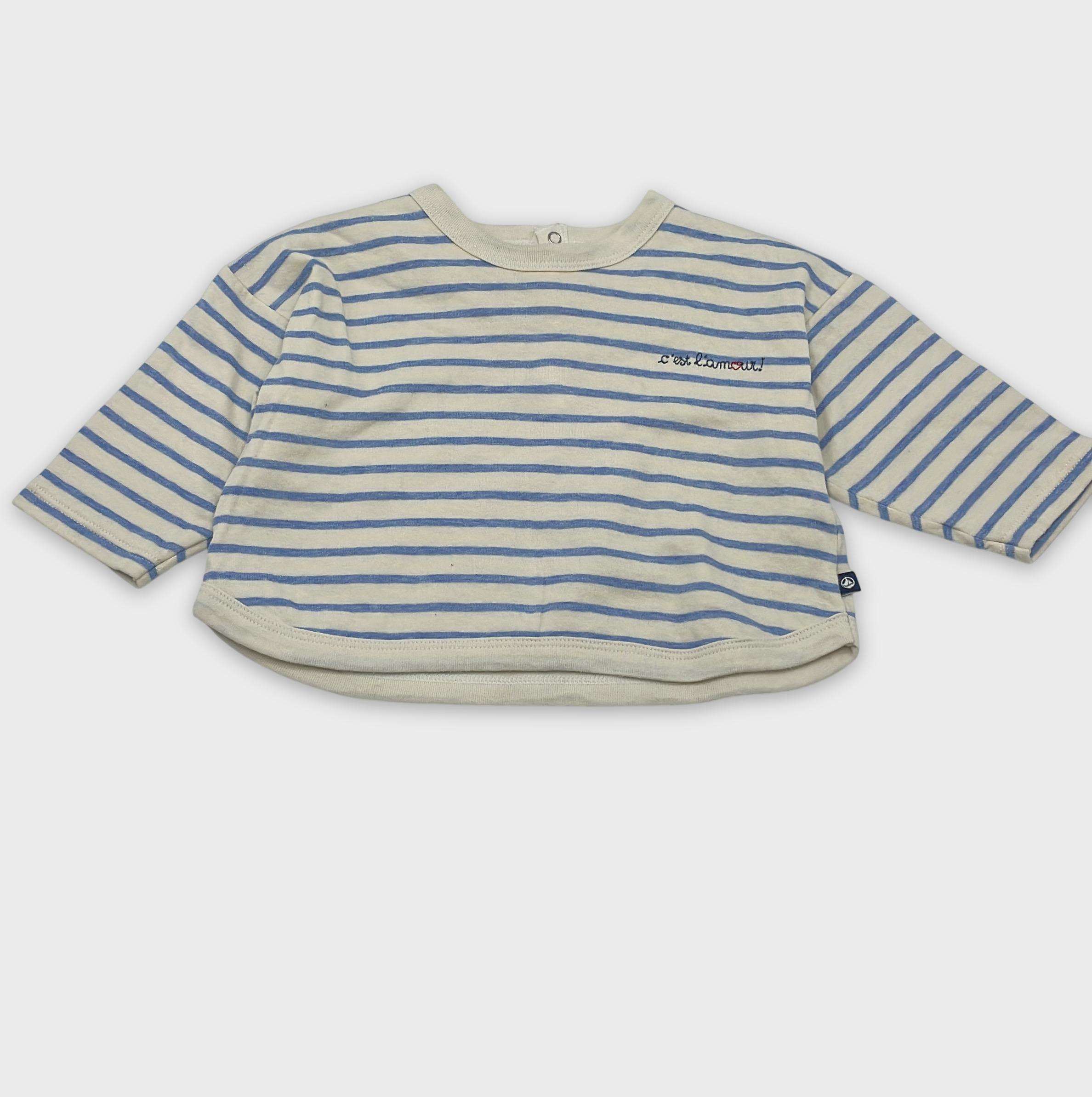 0-T-shirt manches longues Petit Bateau 12 mois