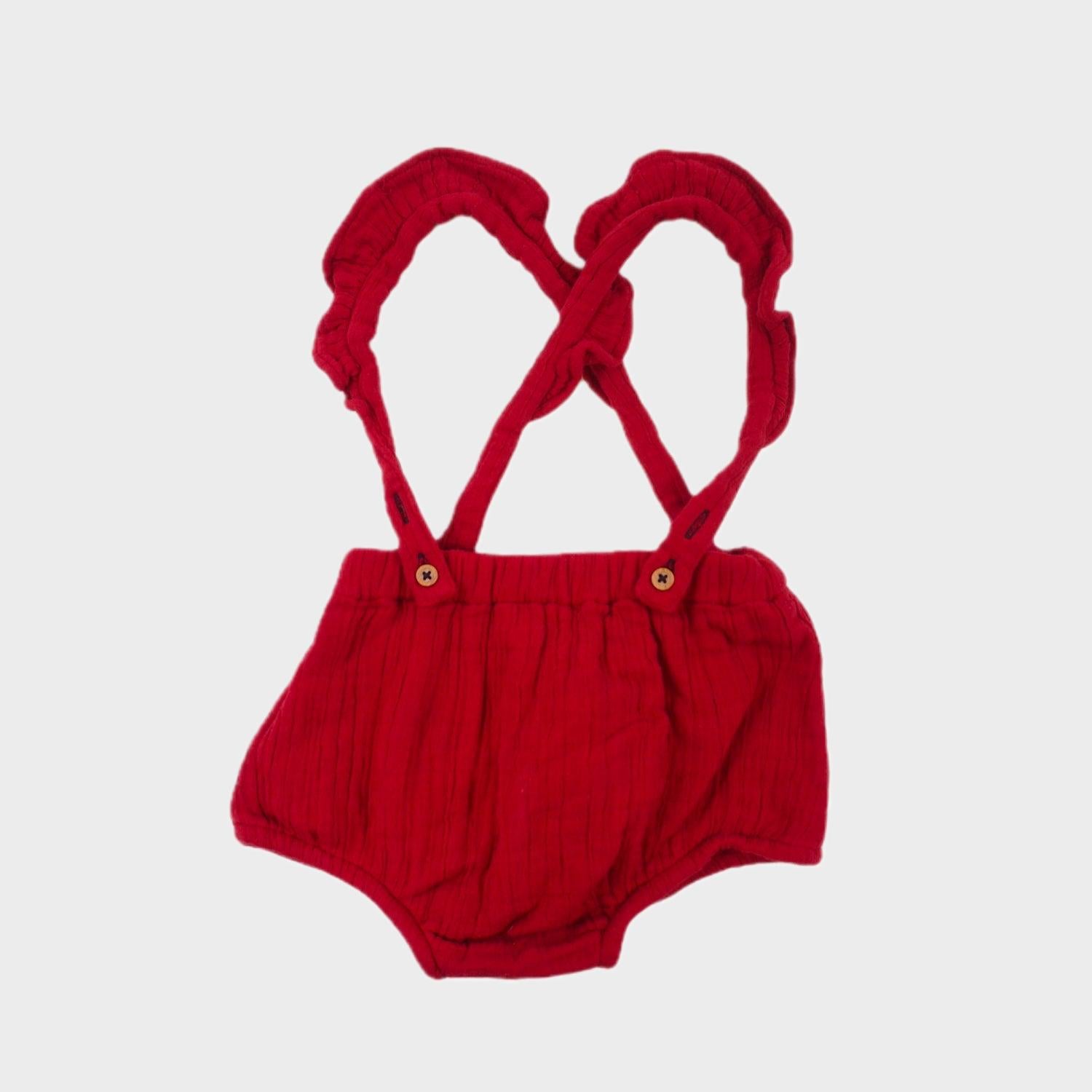 Bloomer à bretelles Rouge - 12 mois